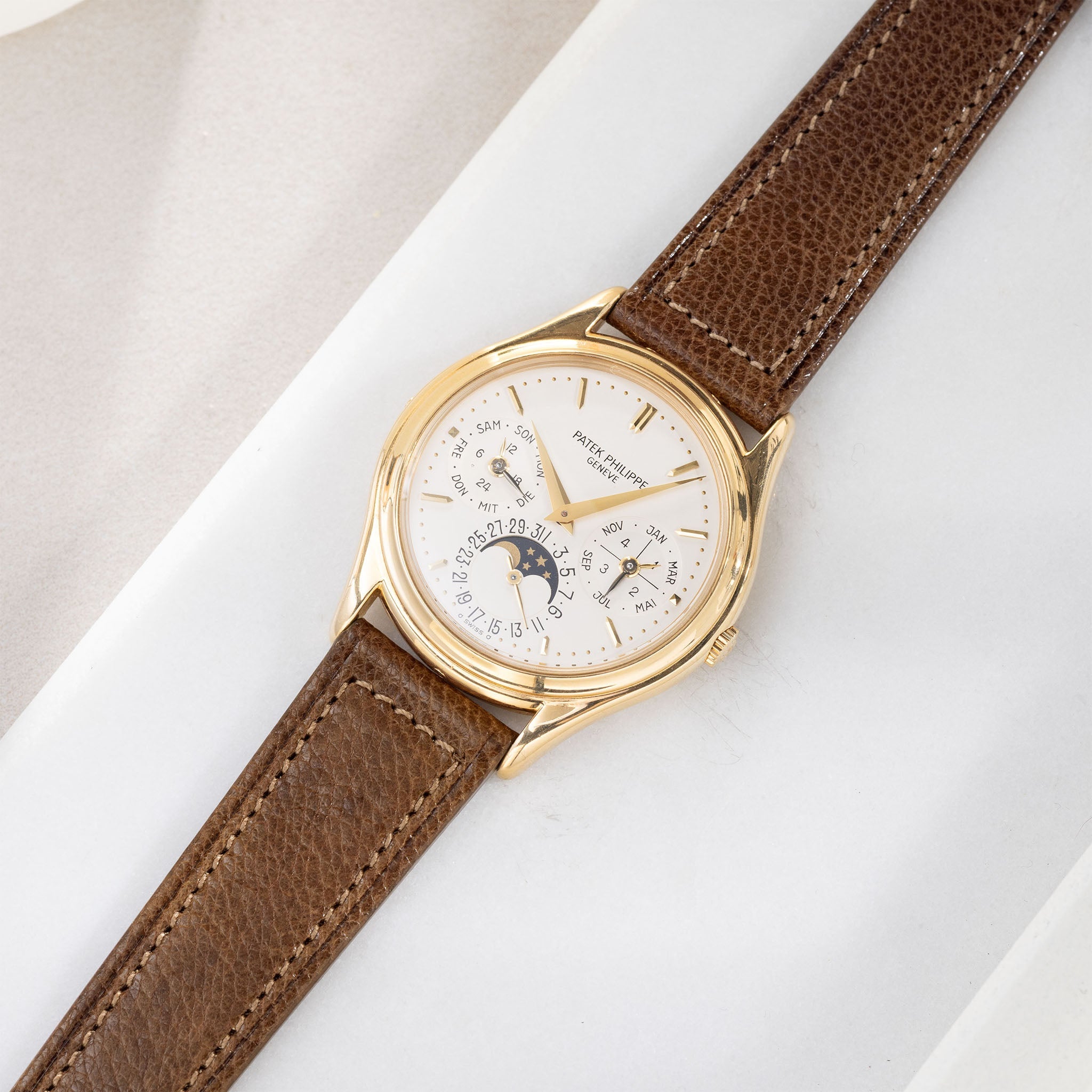 Strap for Patek Philippe 3940 Perpetual – Burnished Tobacco Brown Calfskin