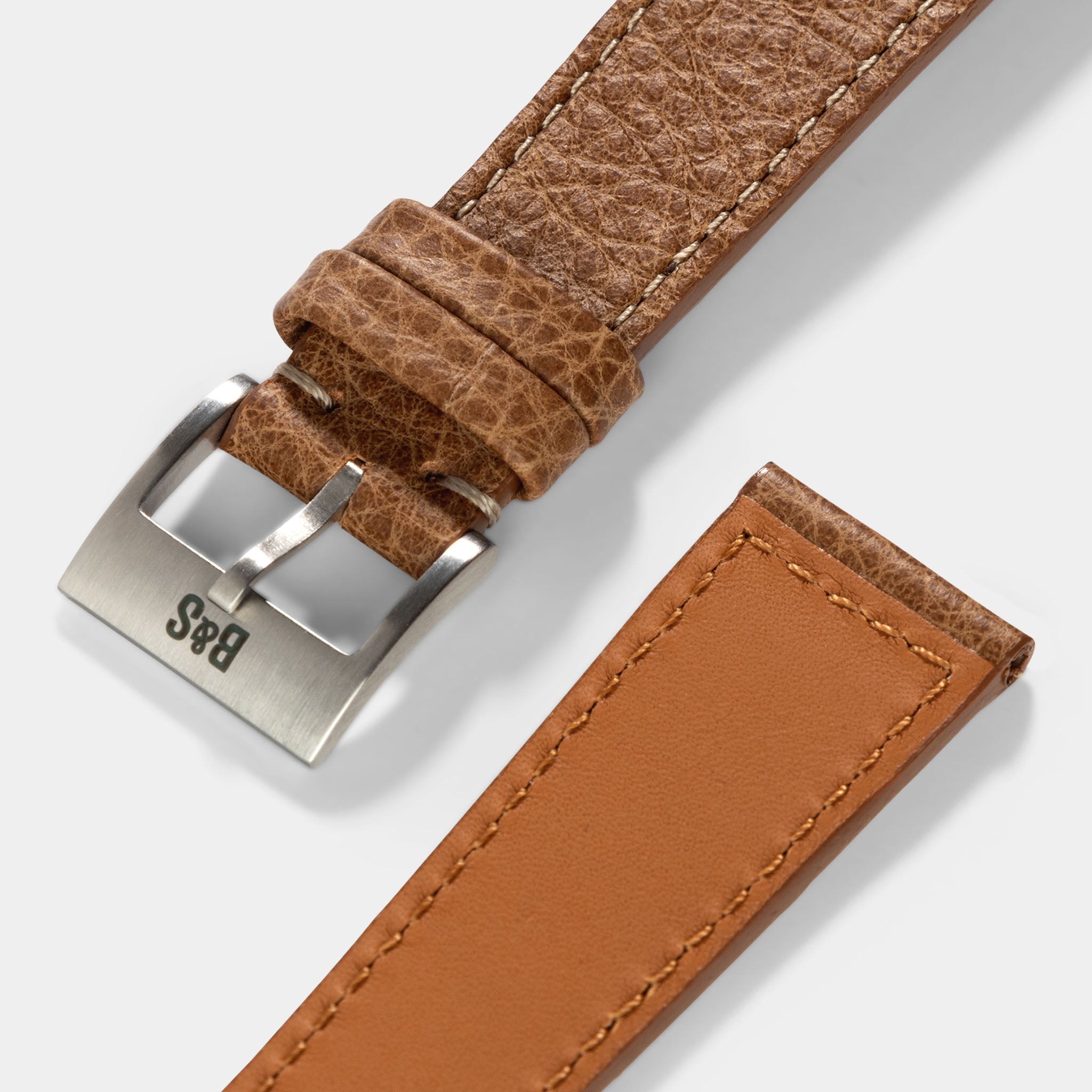 Kansas Brown Boxed Leather Watch Strap