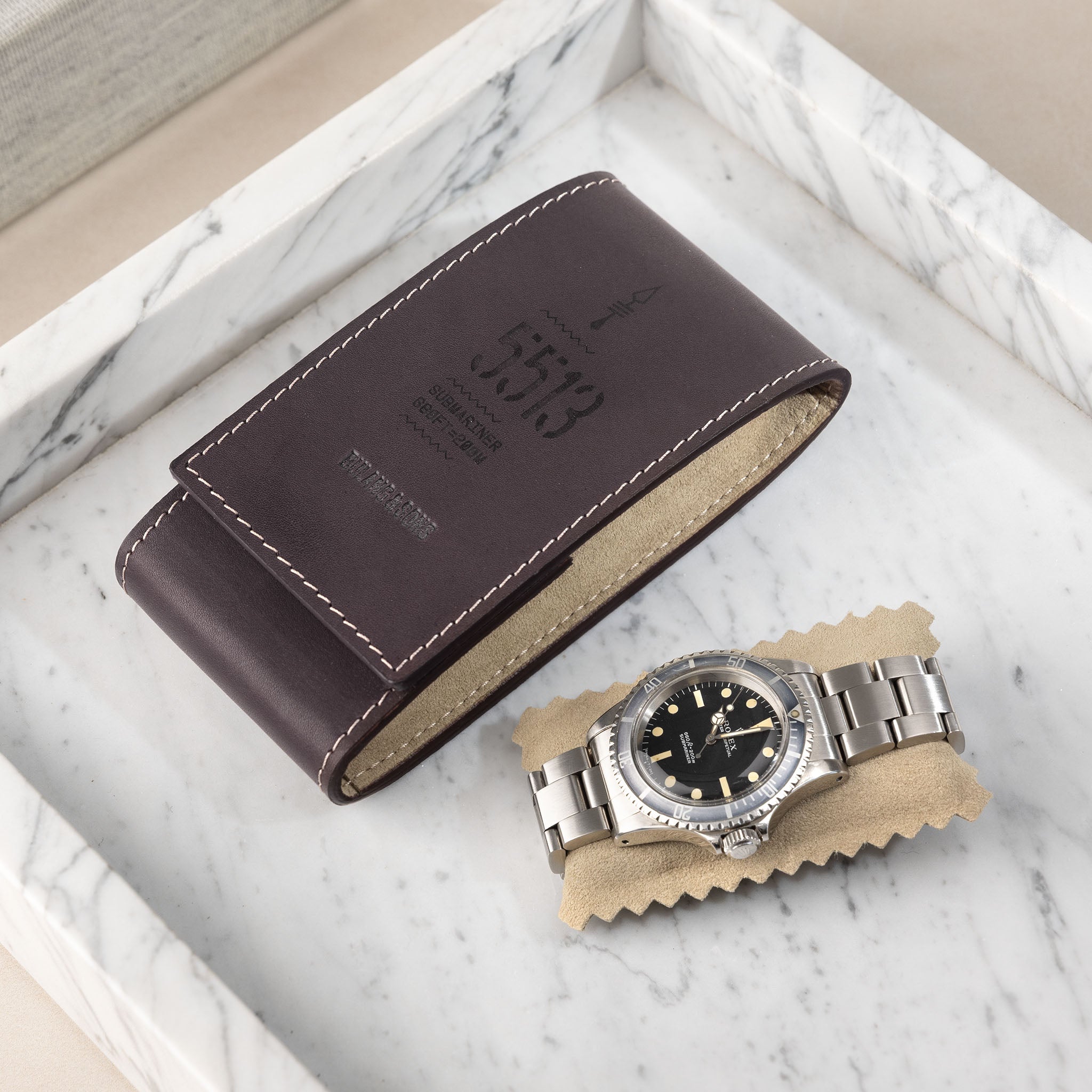 5513 Submariner - Barenia Dark Brown Leather Watch Pouch