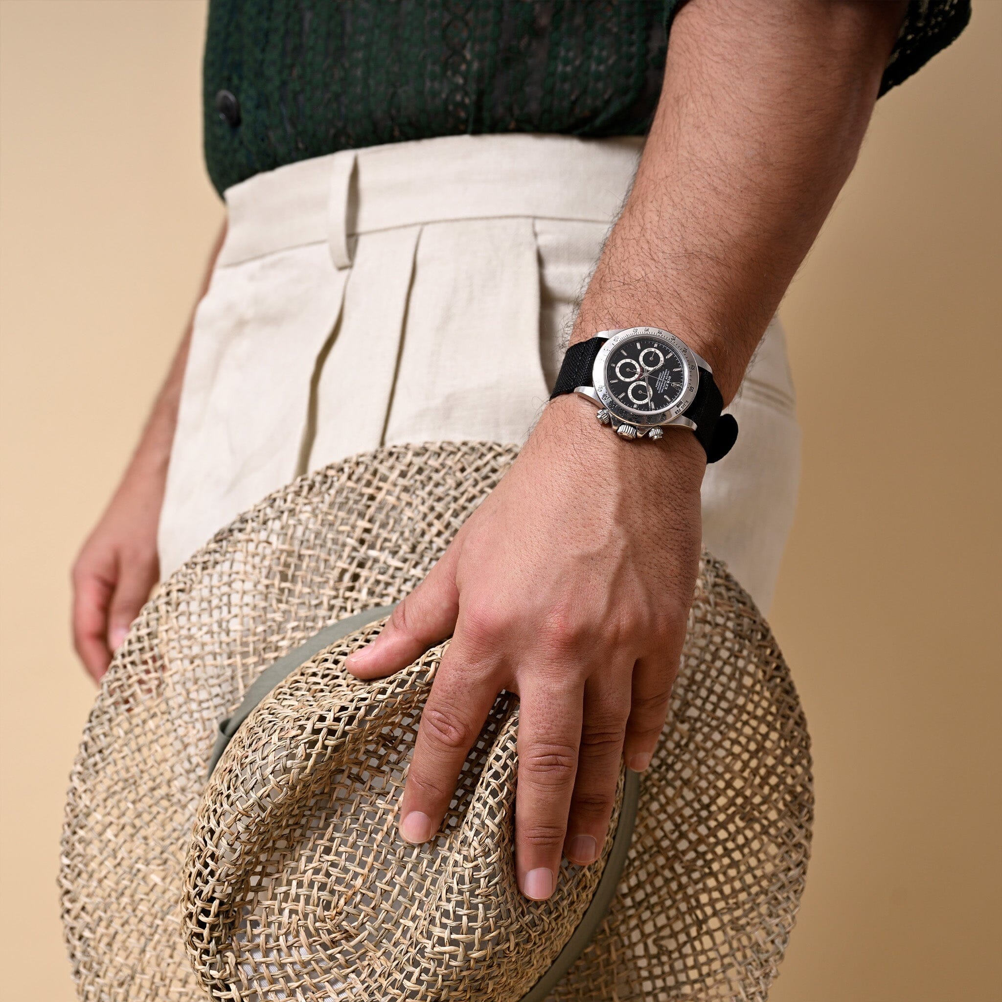 Safari Black Canvas Watch Band for Rolex