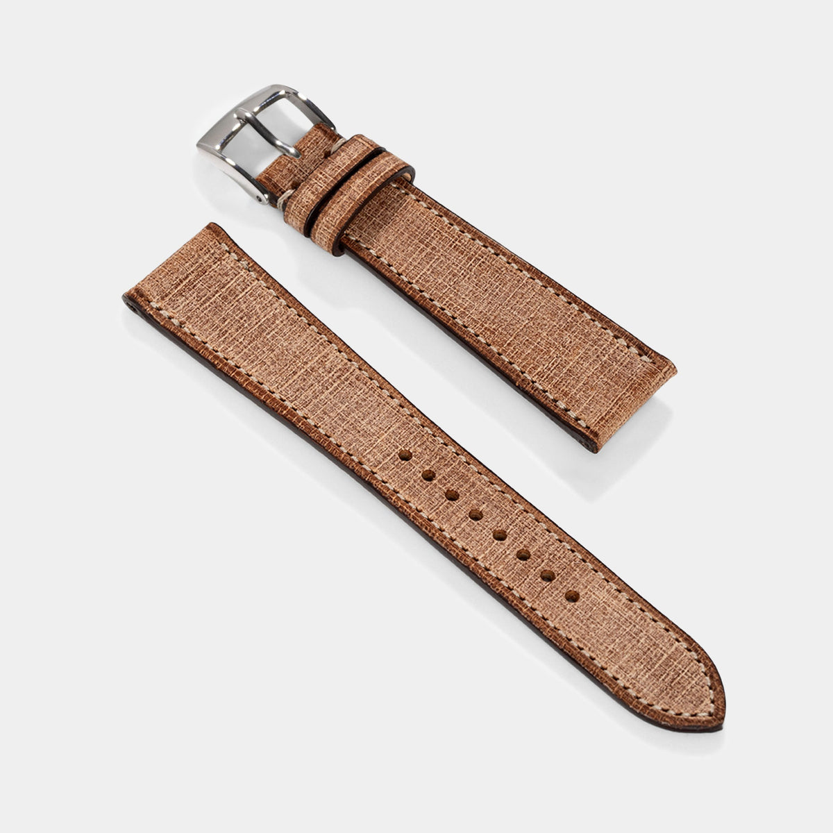 Linen Leather Watch Strap - Elegant Brown