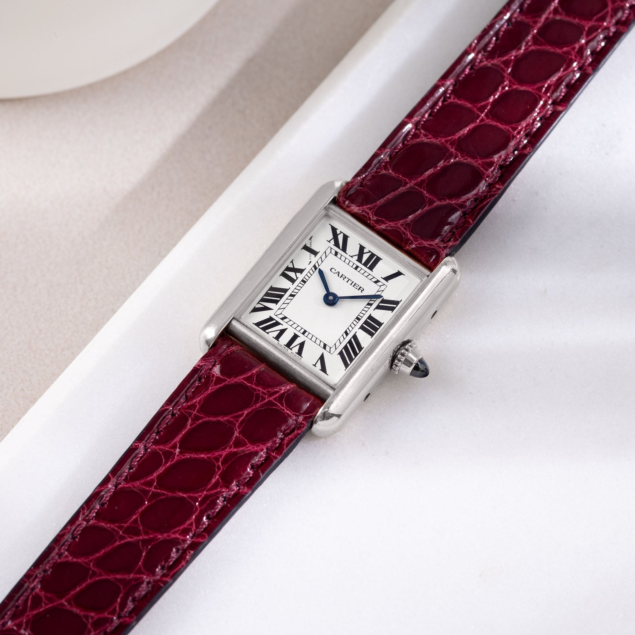 Strap for Cartier Tank Must (2021-2024) - The Bordeaux Alligator