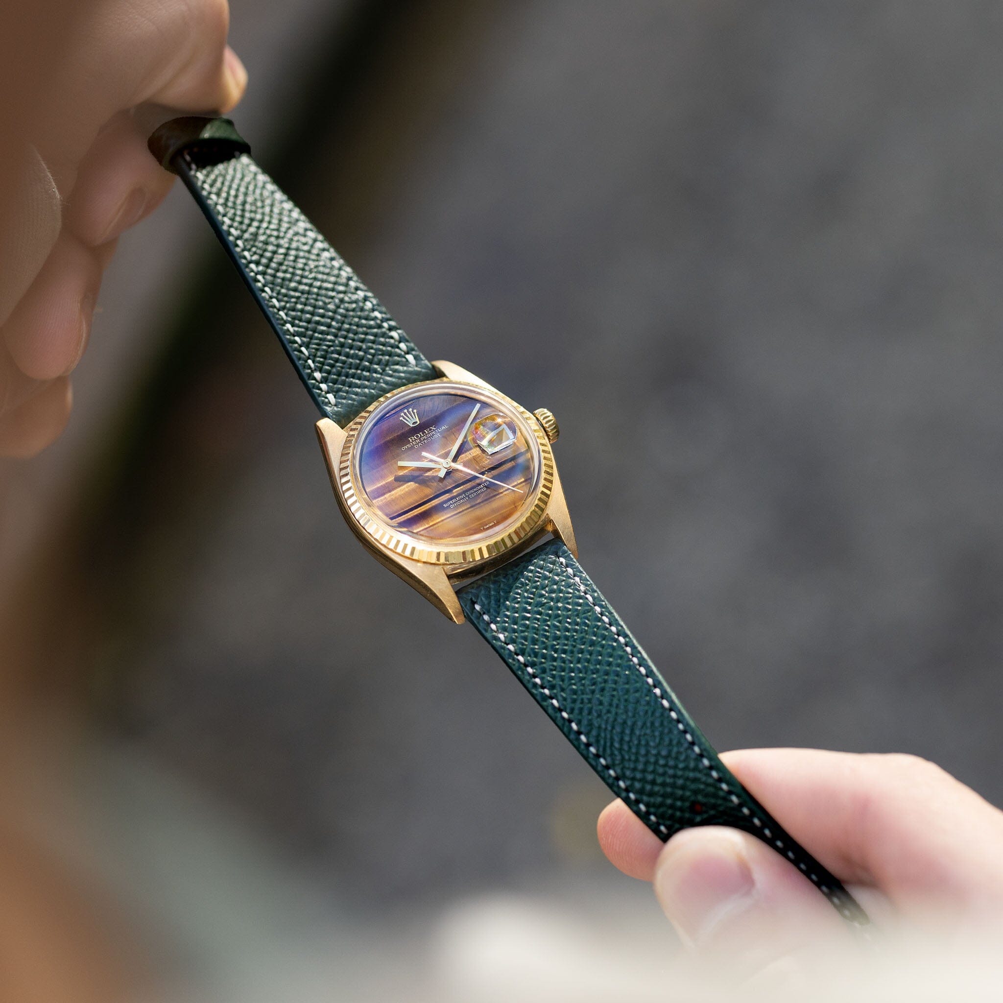 Marston Calf Dark Green Leather Watch Band for Rolex