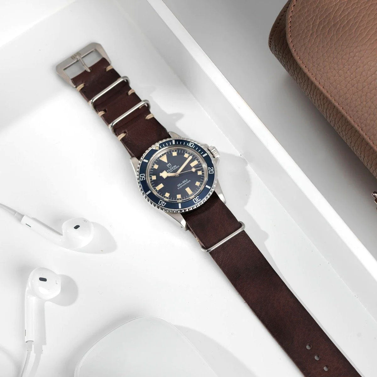 Lumberjack Brown Single Pass Leather Watch Band for Tudor