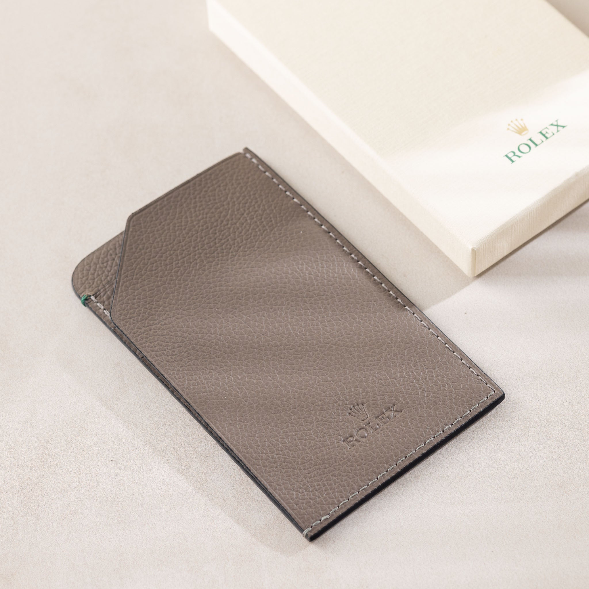 Rolex Leather card holder taupe colour
