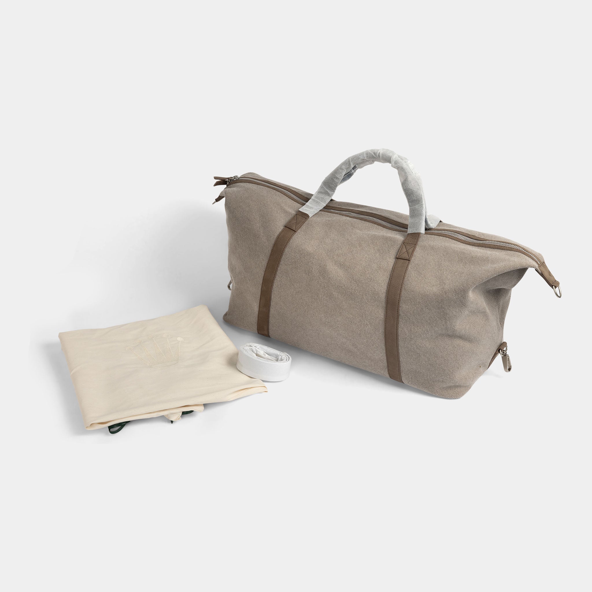 Rolex taupe grain canvas/ suede travel Bag
