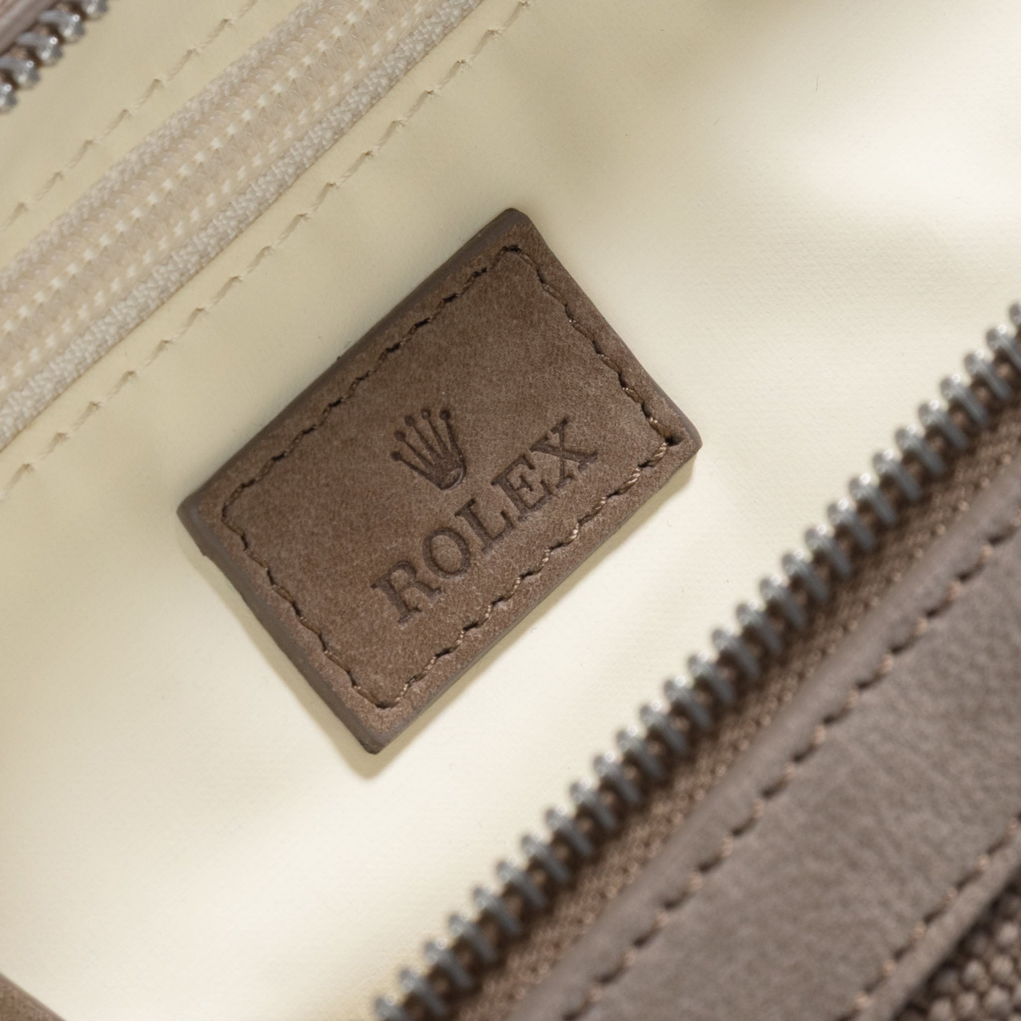 Rolex Toiletry Bag in Taupe Colour Canvas and Suede