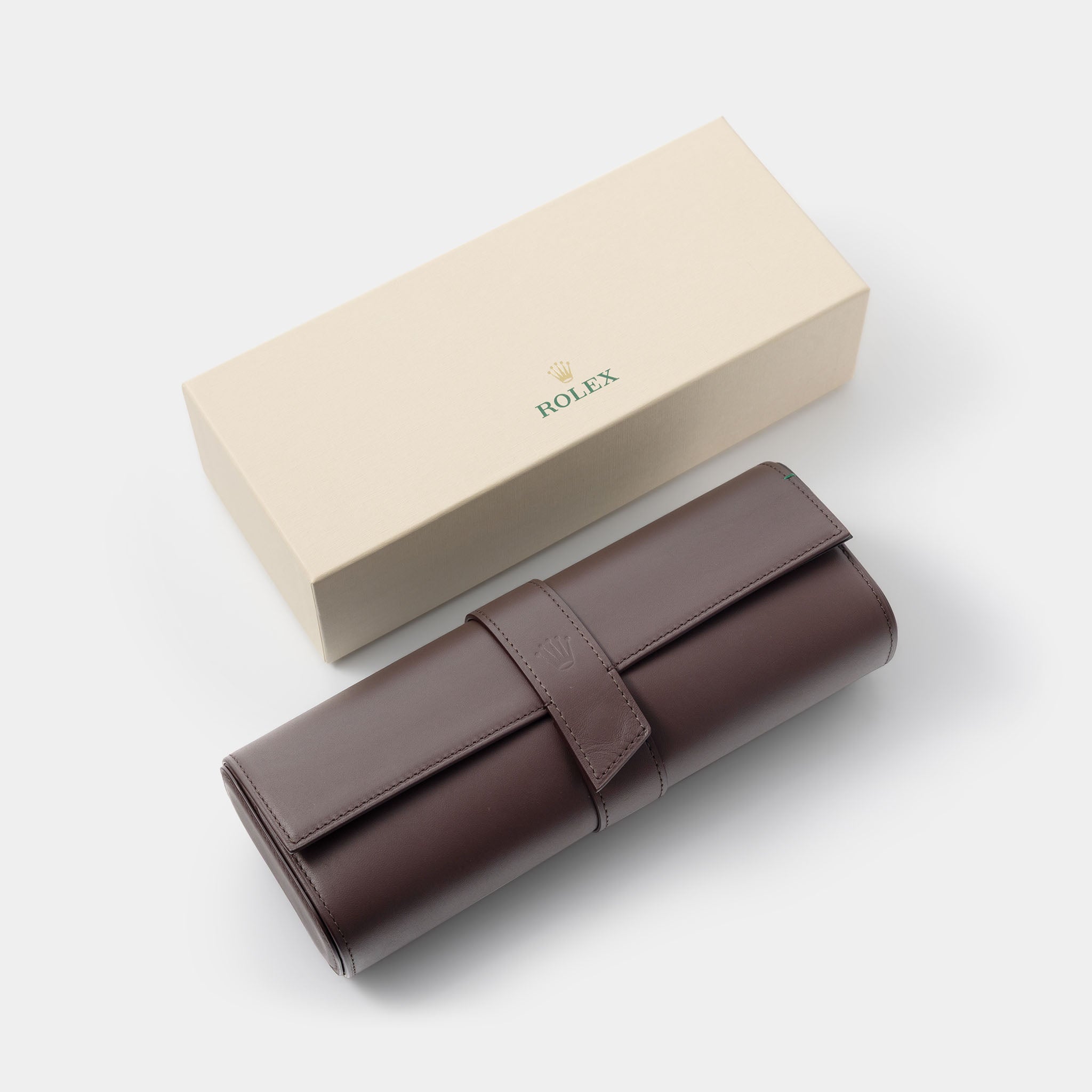 Rolex Chestnut Brown Leather Watch Roll