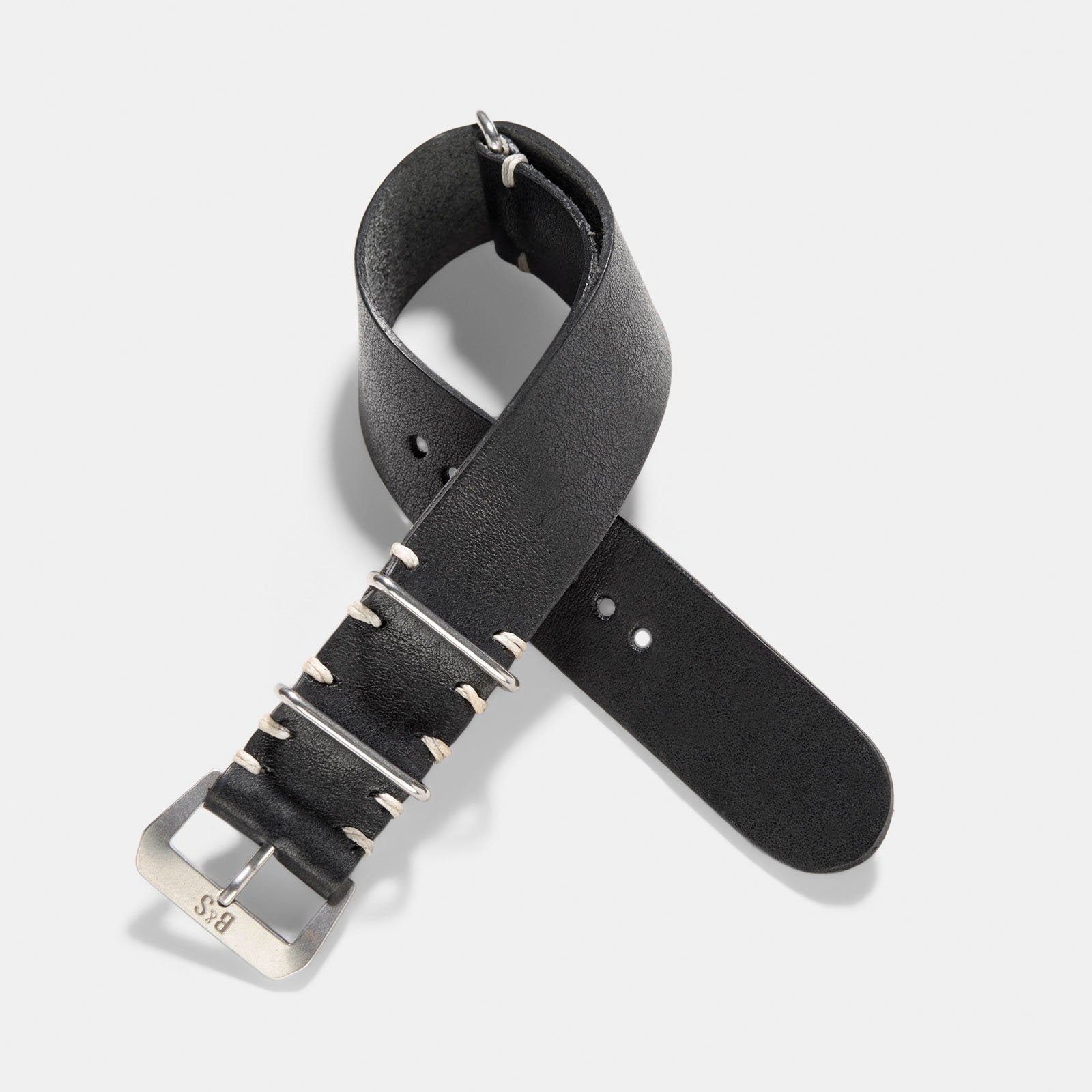 Strap for IWC Flieger Chronograph - Black Single Pass Leather (20mm)