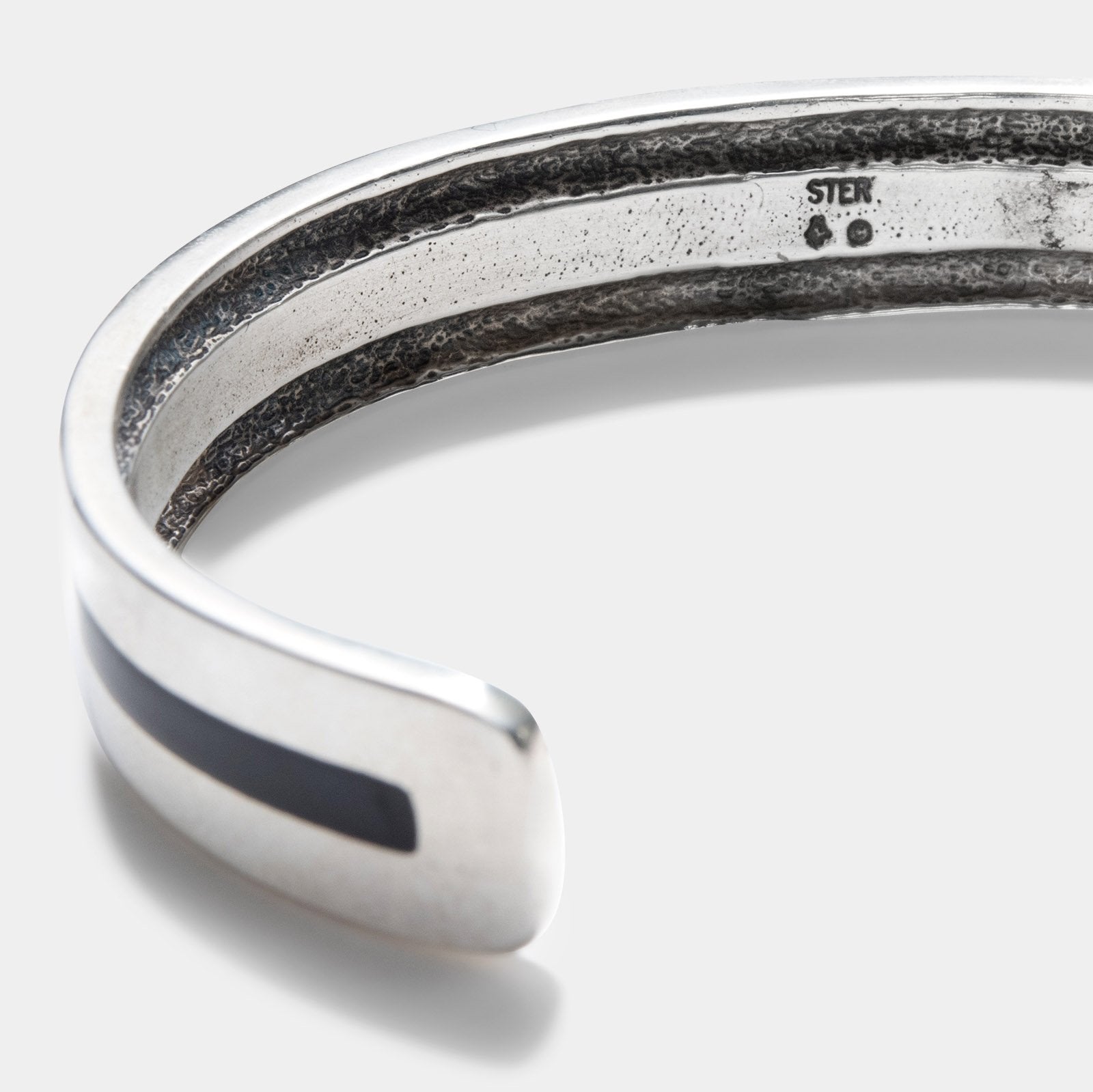 Sample Sale - Navajo Onyx Chip Inlay Silver Cuff