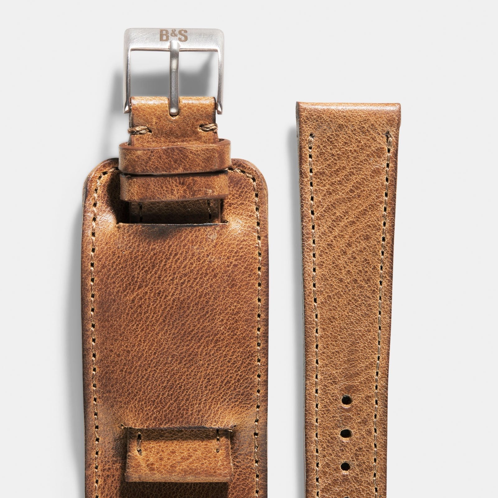 Strap for IWC Flieger Chronograph - Faccio Brown Leather Bund strap (20mm)