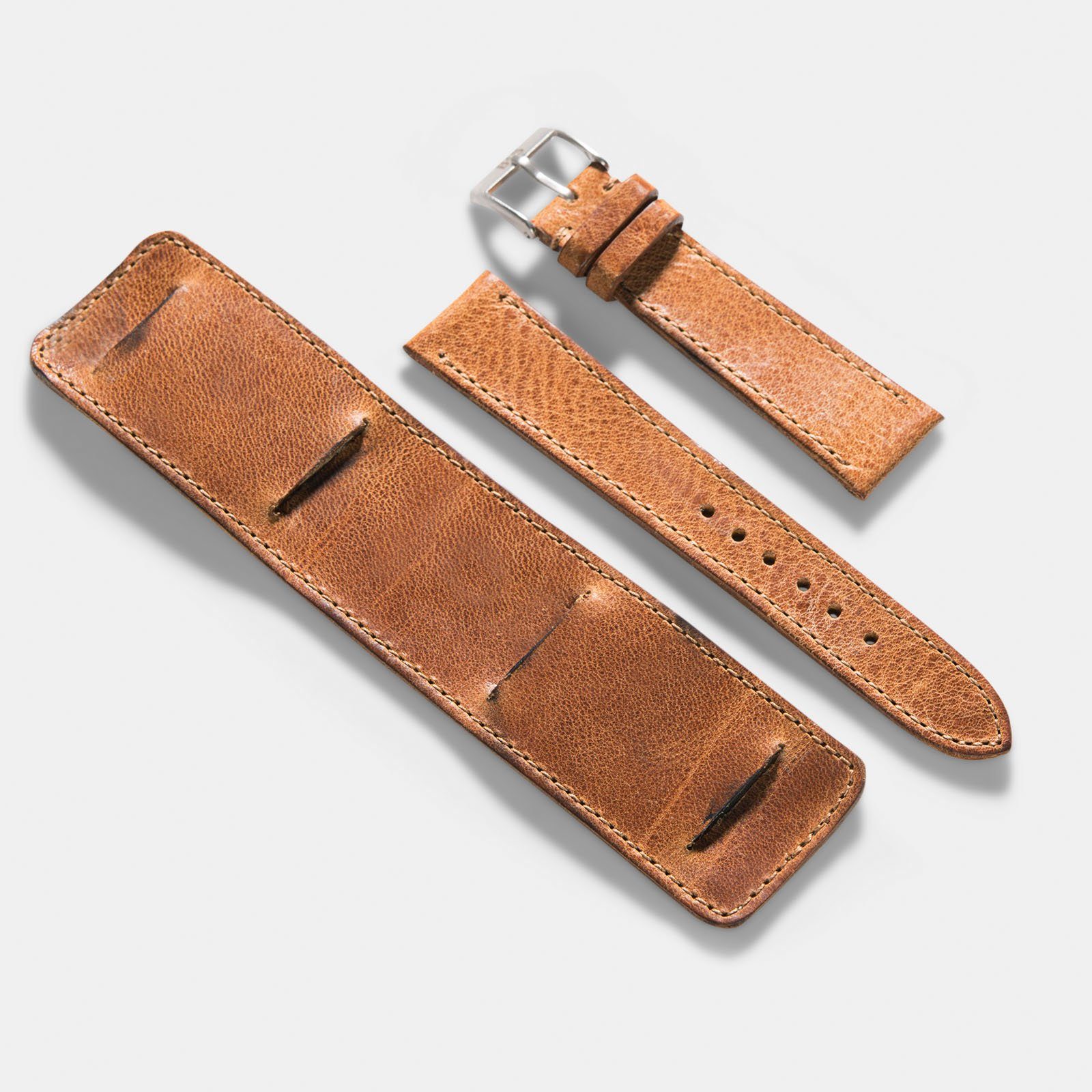 Strap for IWC Flieger Chronograph - Faccio Brown Leather Bund strap (20mm)
