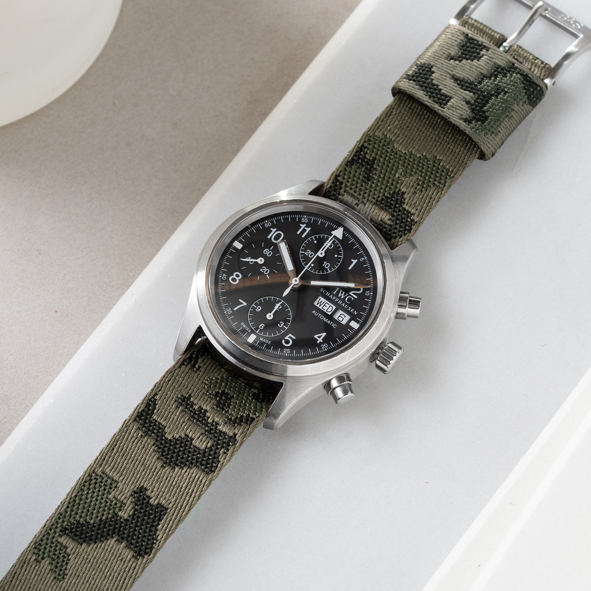 Strap for IWC Flieger Chronograph - Single Pass Forest Camo Jacquard (20mm)