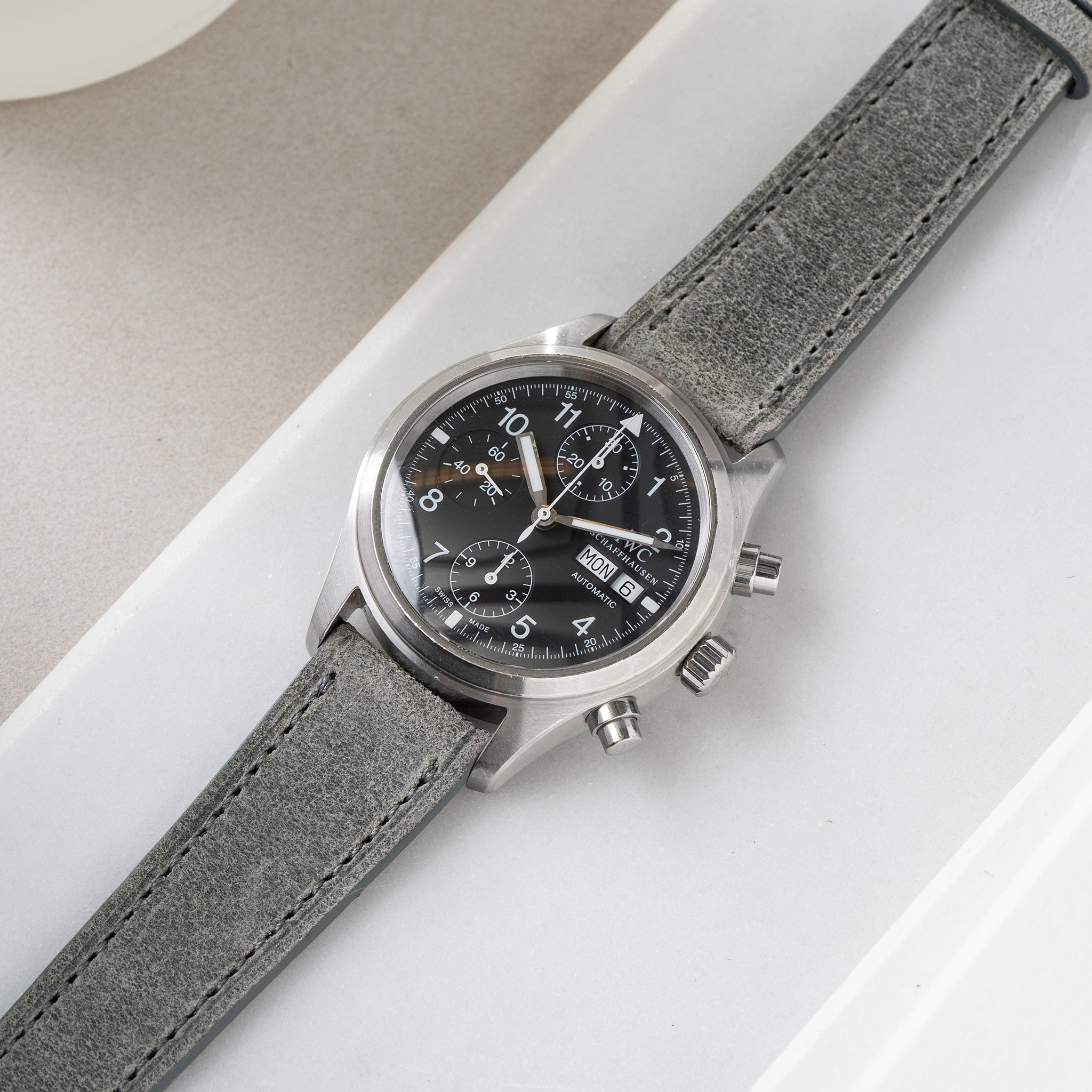 Strap for IWC Flieger Chronograph - Grey Leather (20mm)