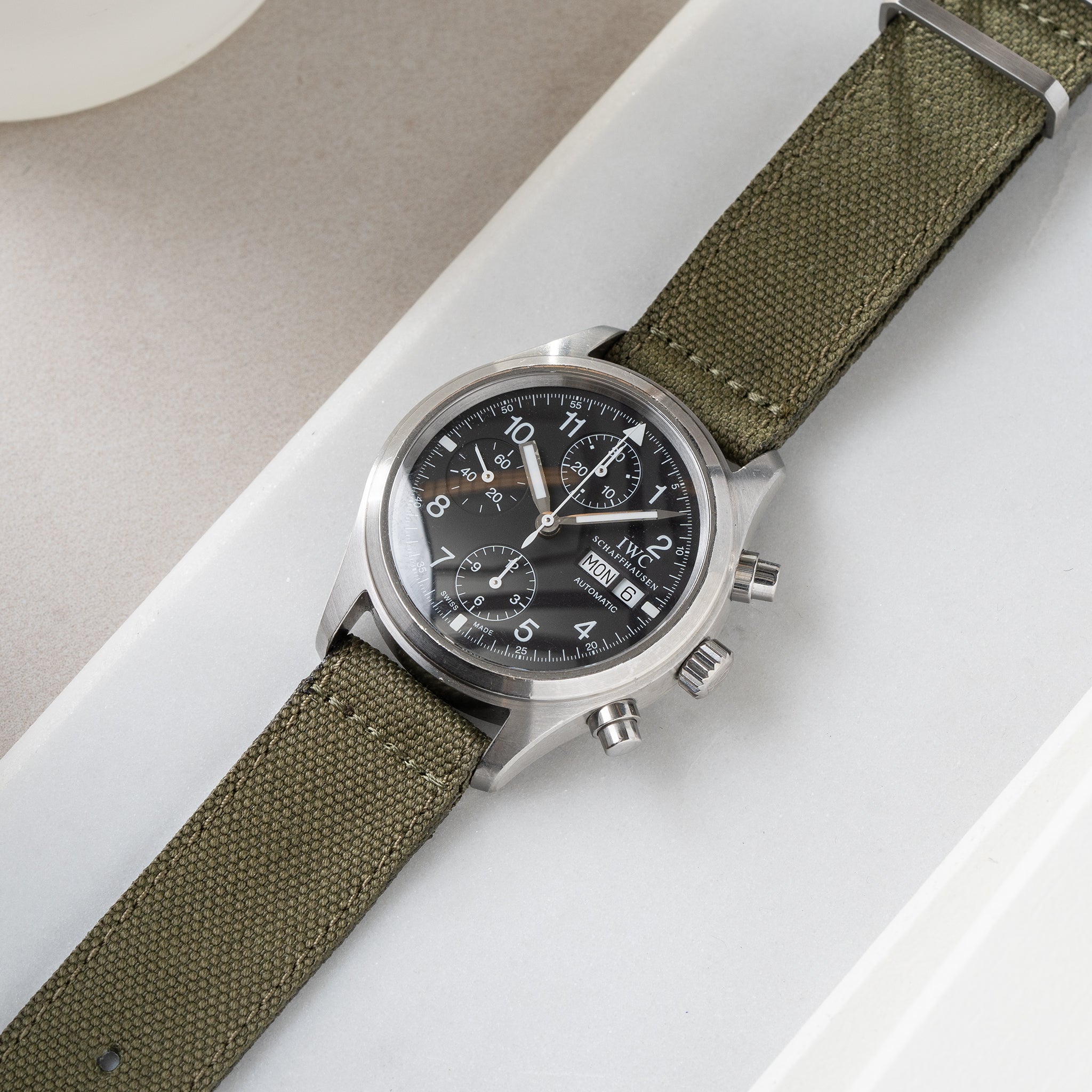 Strap for IWC Flieger Chronograph - Olive Canvas (20mm)