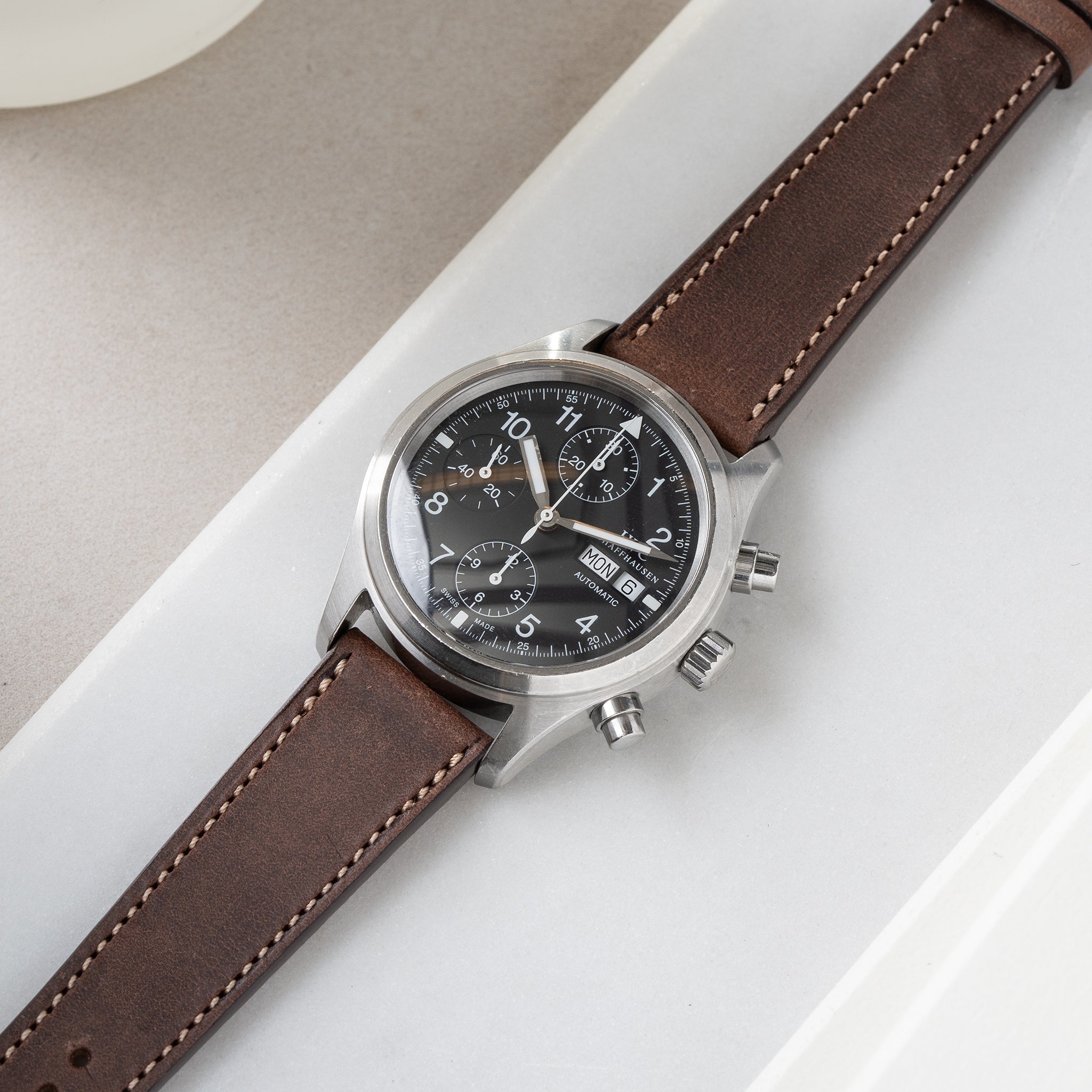 Strap for IWC Flieger Chronograph - Faded Brown Leather (20mm)