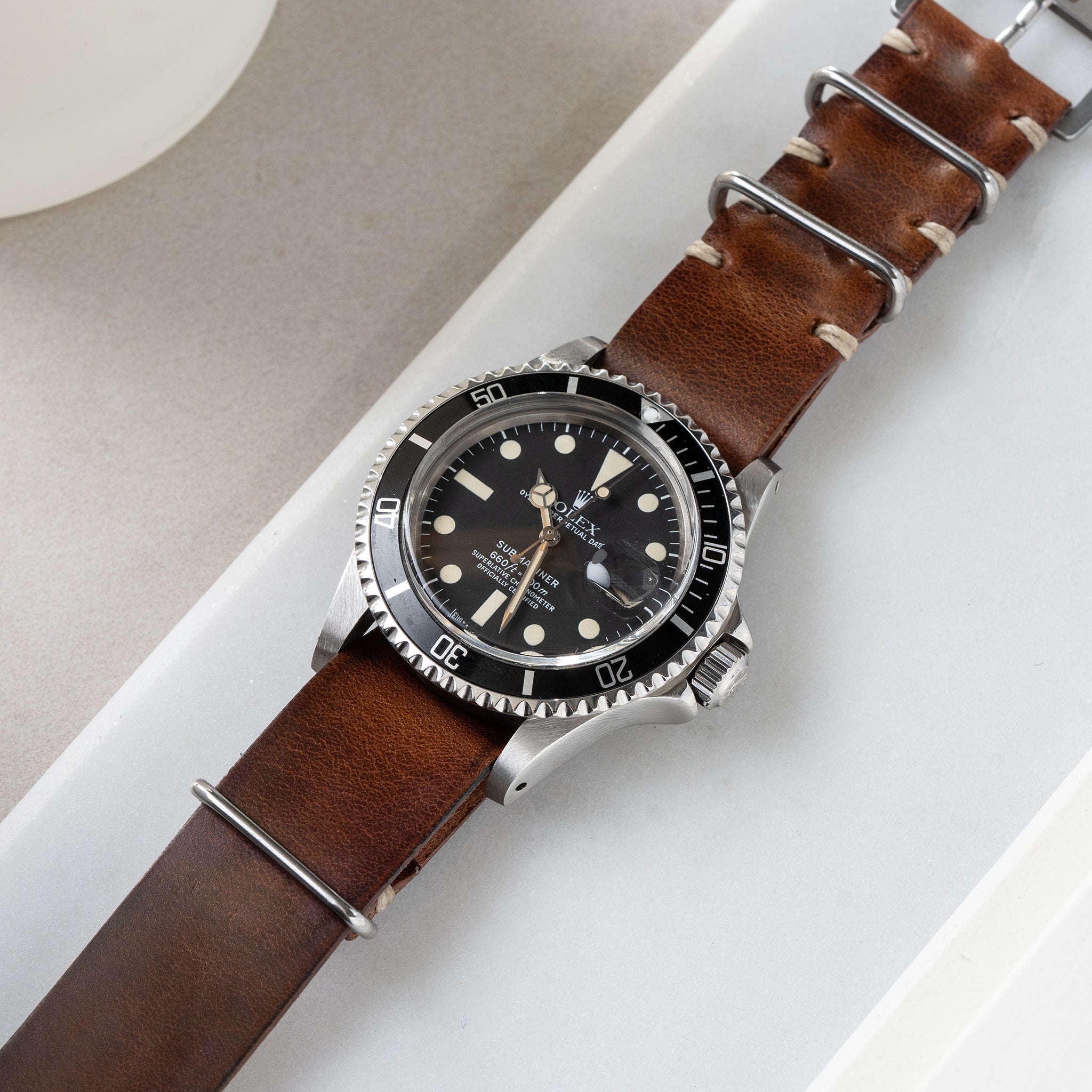 Strap for Rolex Submariner 5513 & 1680 - Siena Brown Single Pass Leather