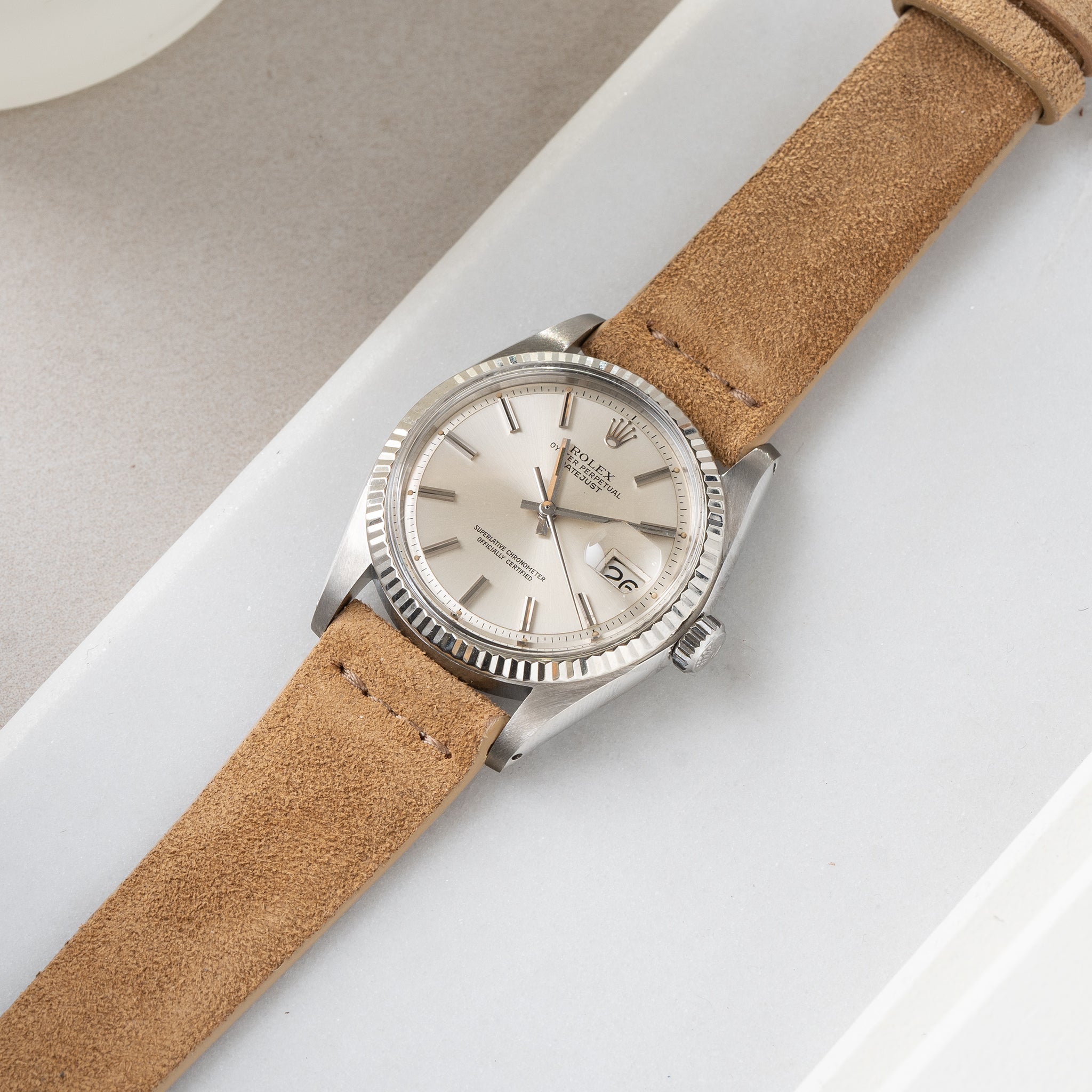 Strap for Rolex Datejust 1601 1603 16014 16030 - Camel Brown Silky Suede Leather