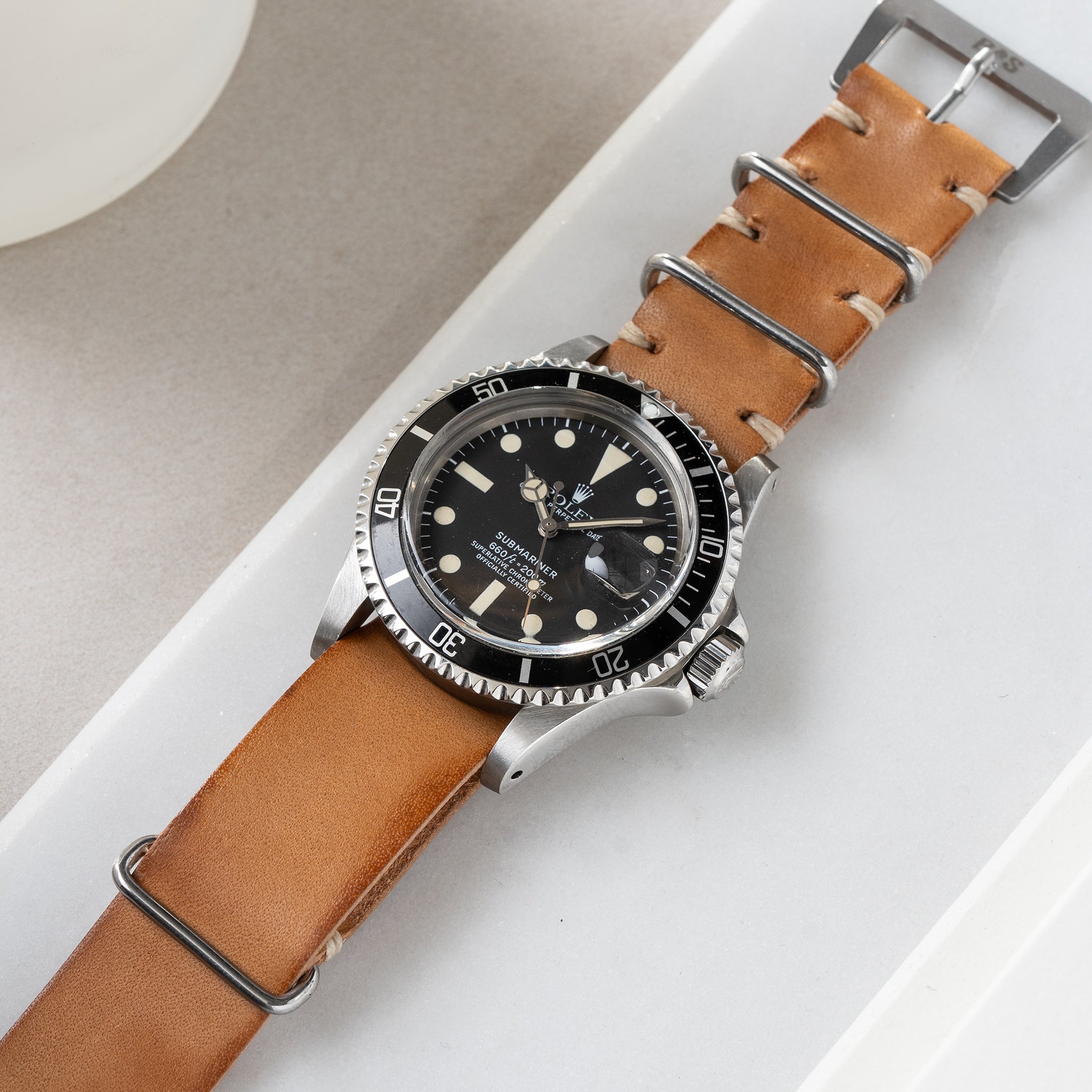 Strap for Rolex Submariner 5513 & 1680 - Caramel Brown Single Pass Leather