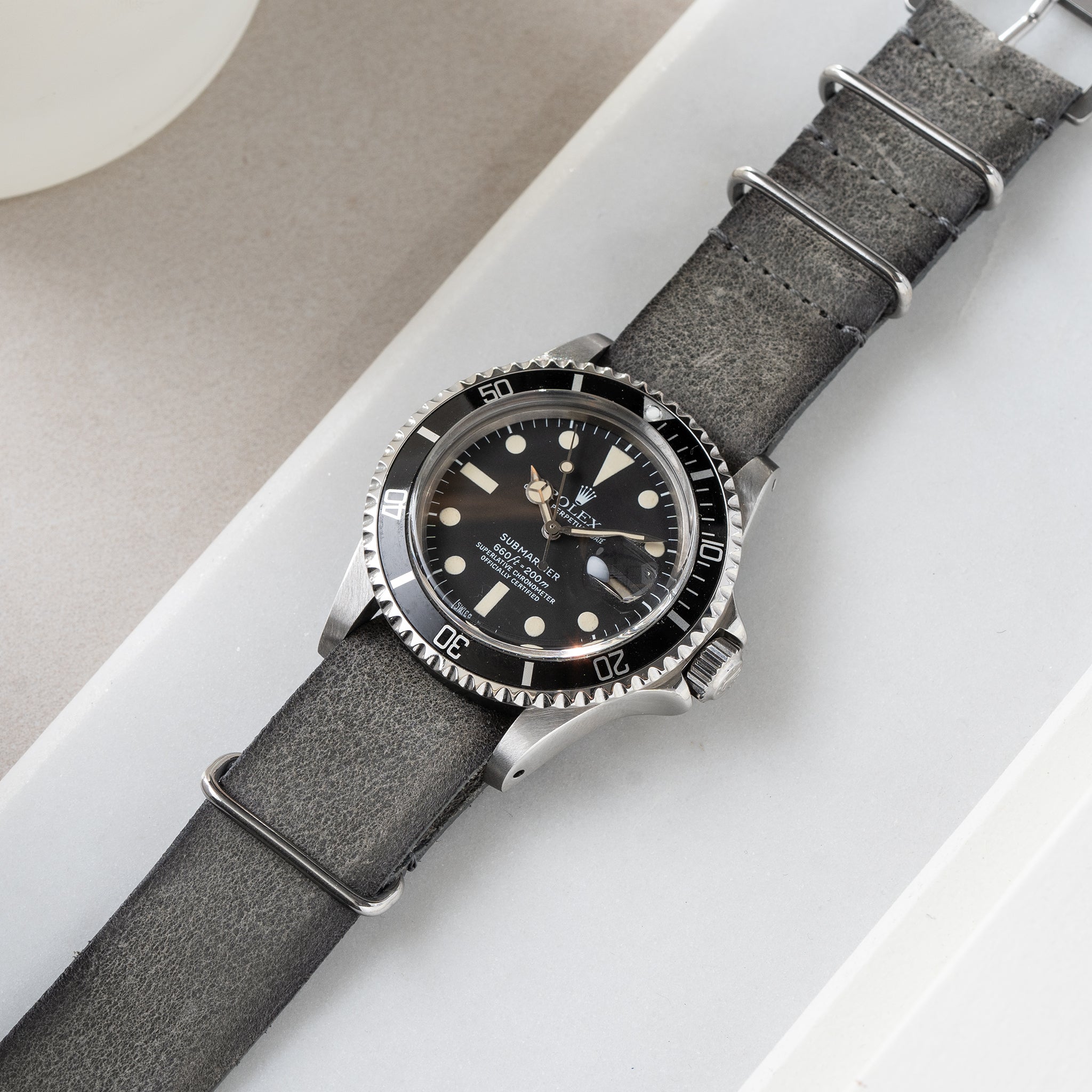 Strap for Rolex Submariner 5513 & 1680 - Grey Single Pass Leather