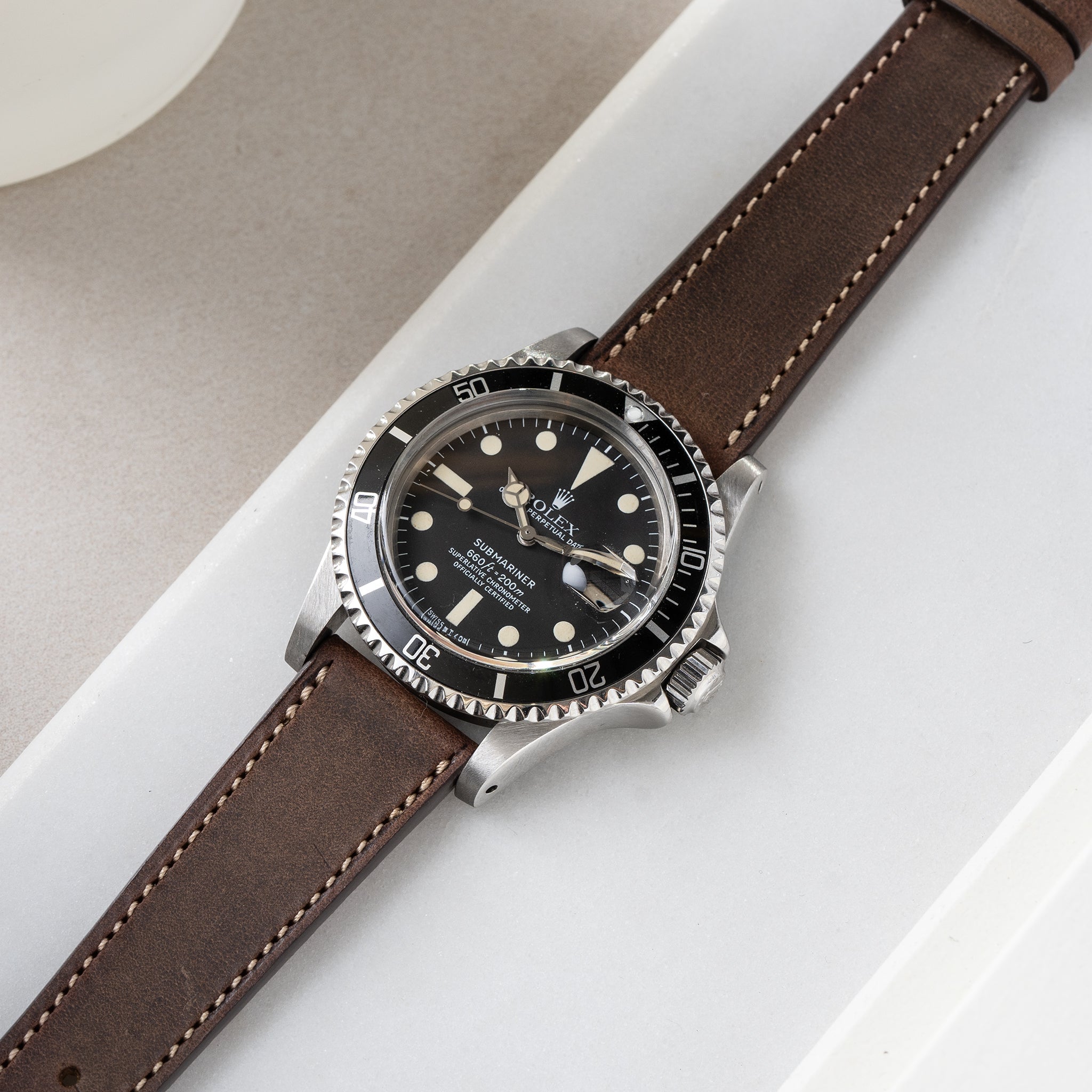Strap for Rolex Submariner 5513 & 1680 - Dry Soil Brown Leather