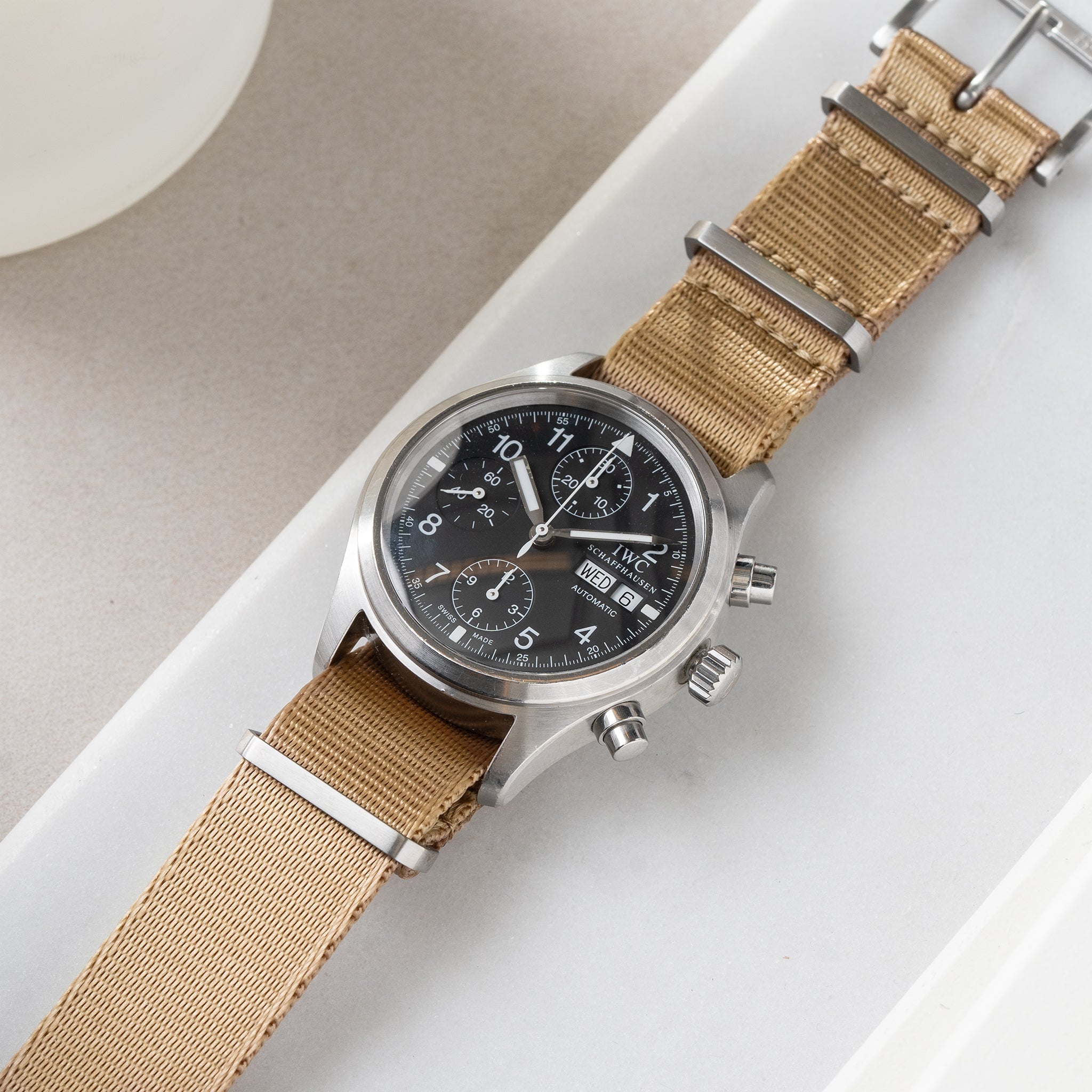 Strap for IWC Flieger Chronograph - Nylon Single Pass Coyote Brown (20mm)