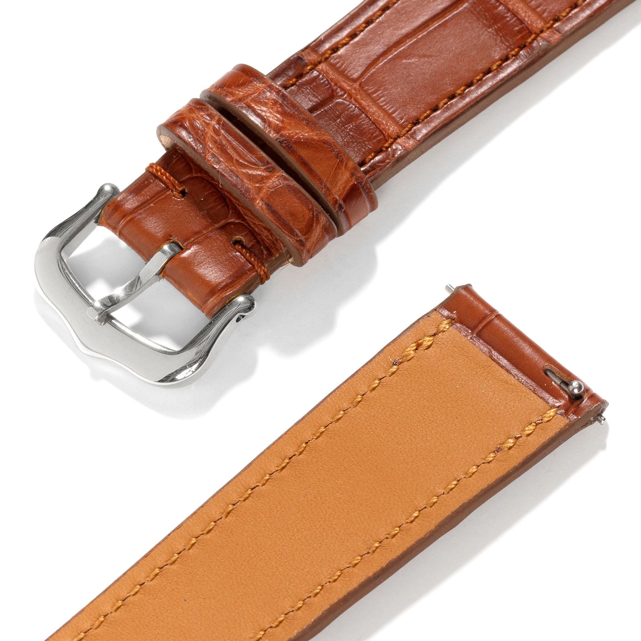 Strap for Cartier Tank Must (2021-2024) - The Cognac Alligator Full Cut