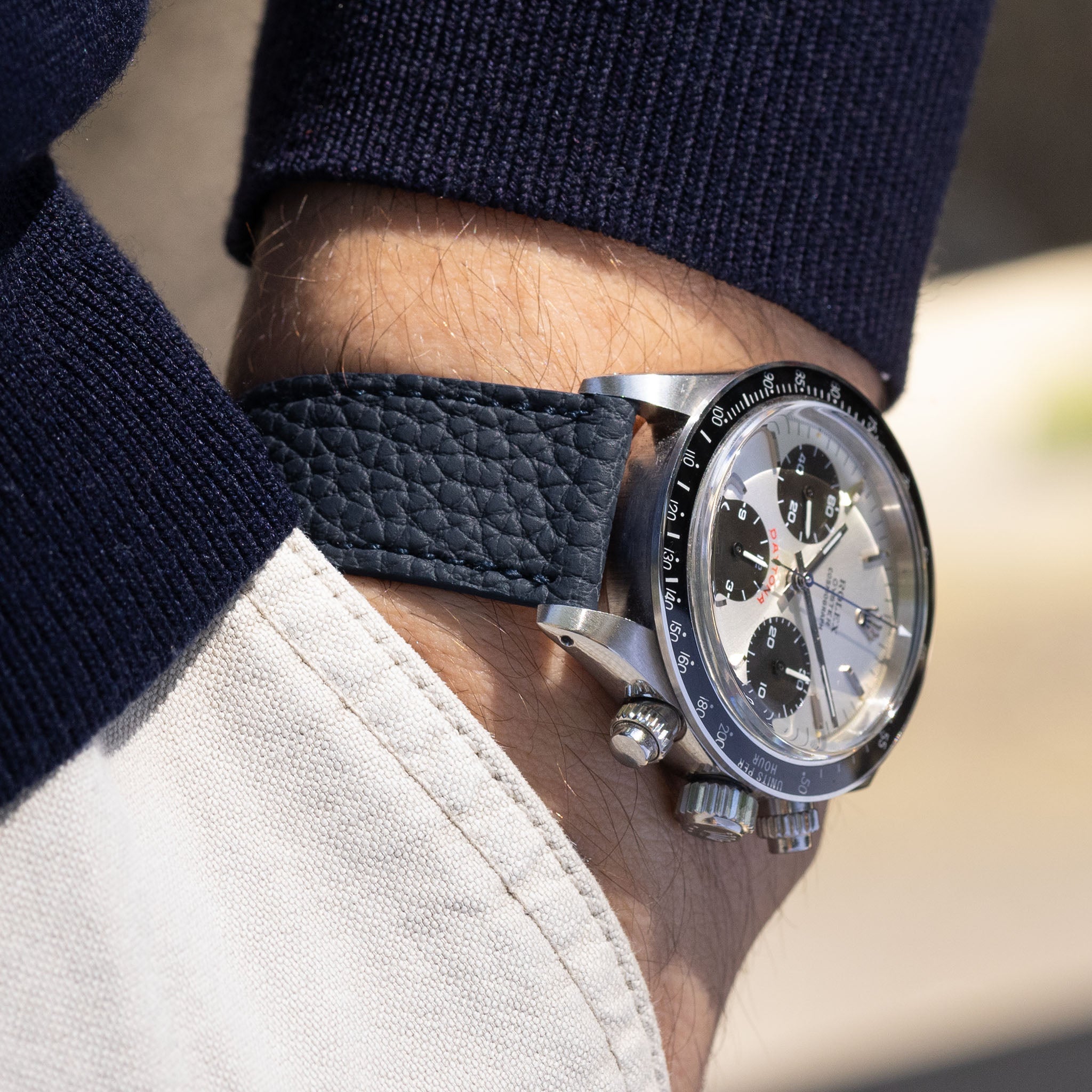 Grana Royal Blue Tonal Leather Watch Strap