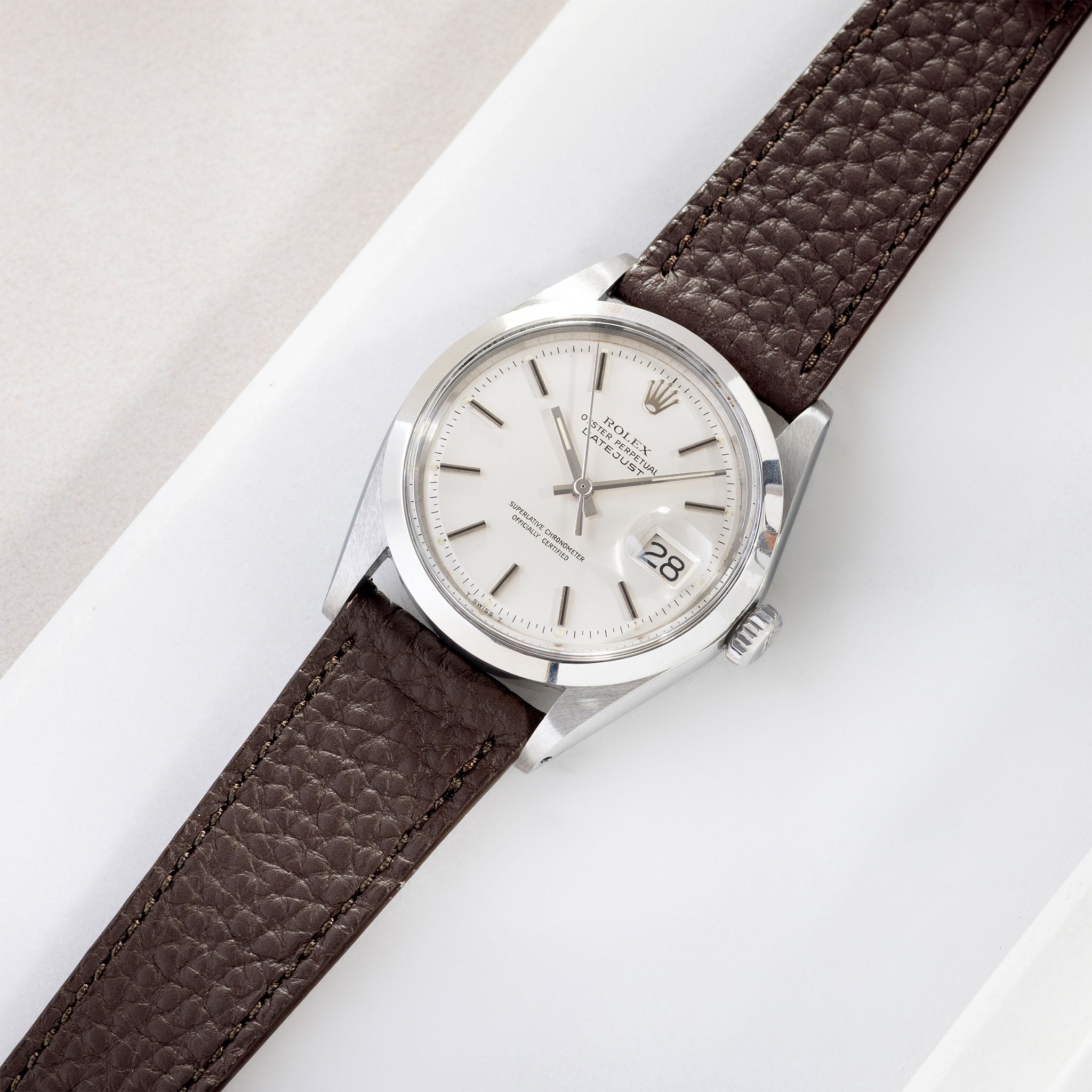 Grana Dark Brown Tonal Watch Strap on a Rolex Datejust