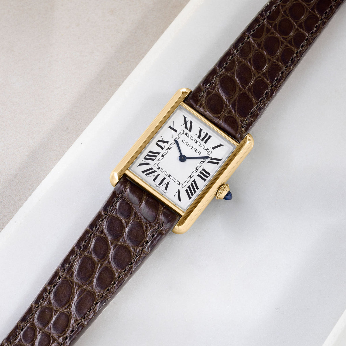 Strap for Cartier Tank Louis (2021 - Today) - Deep Dark Brown Alligator