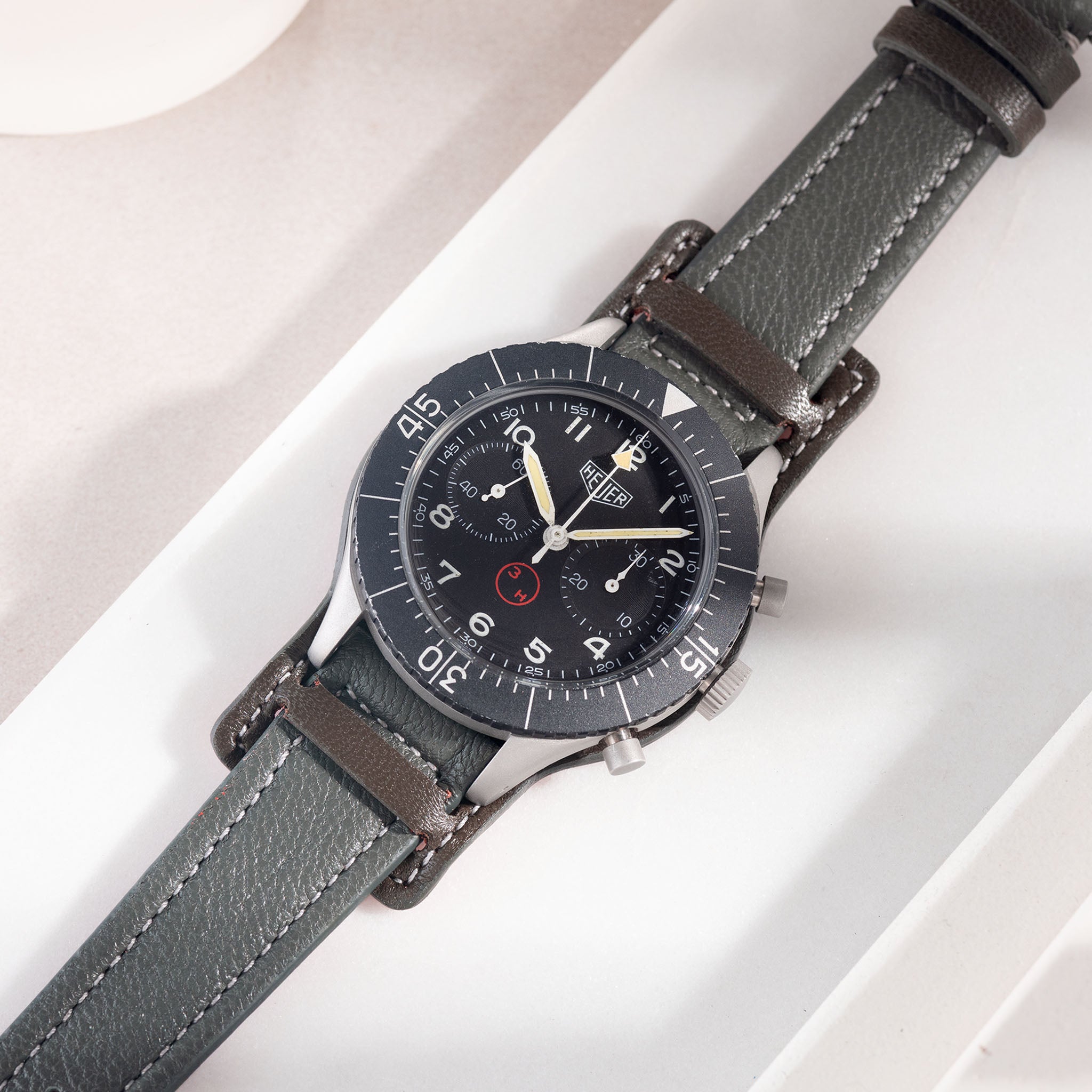 The Falco Bund Strap - Pilot Boxed - Padded Grey Goat Skin