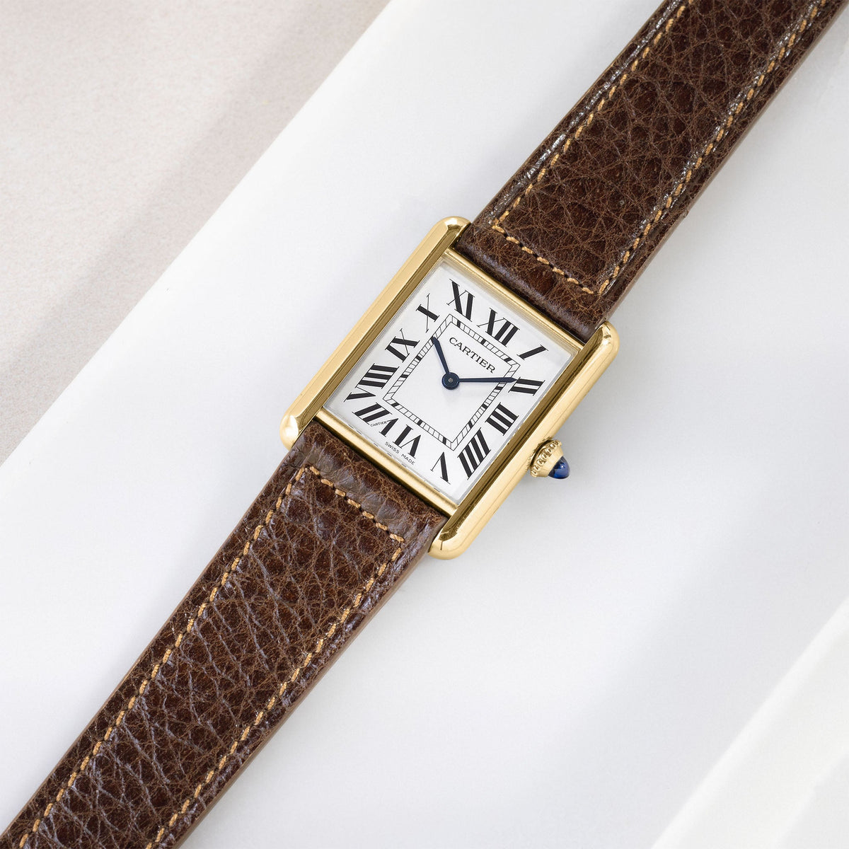 Strap for Cartier Tank Louis (2021 - Today) - Soft Walnut Boxed Calfskin