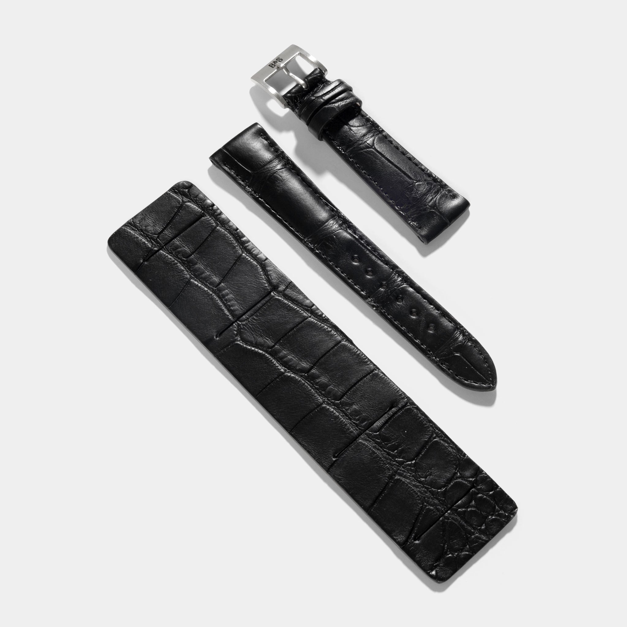 Black Croco Leather Bund Strap