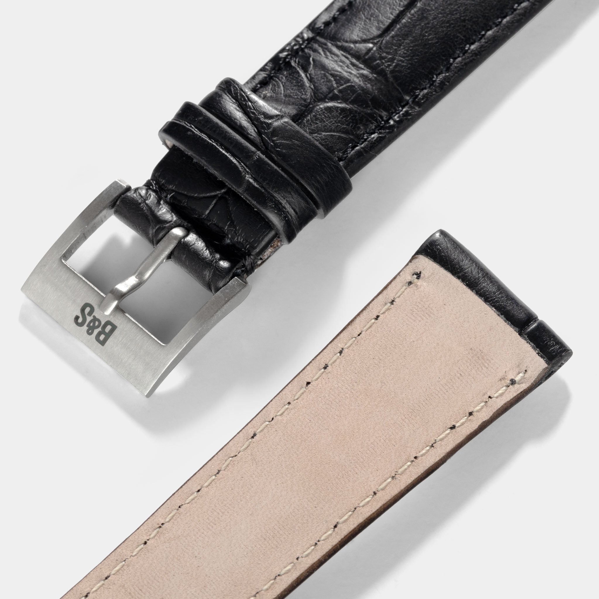 Black Croco Leather Bund Strap