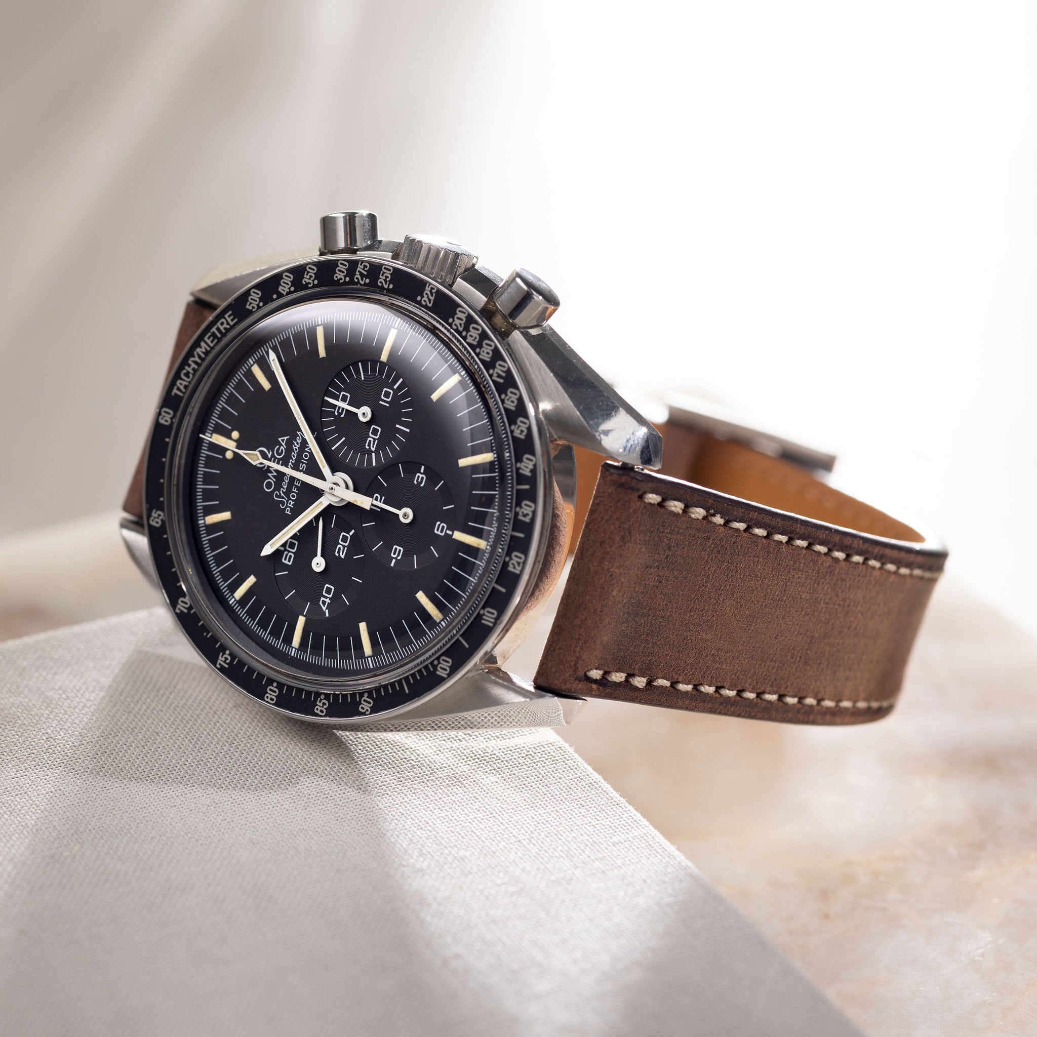 Dry Soil Brown Leather Watch Band for Omega