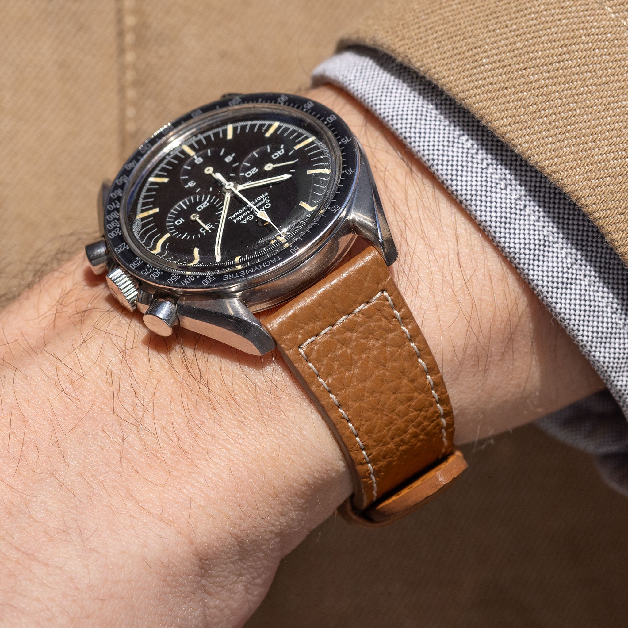 Grained Brown Leather Watch Strap