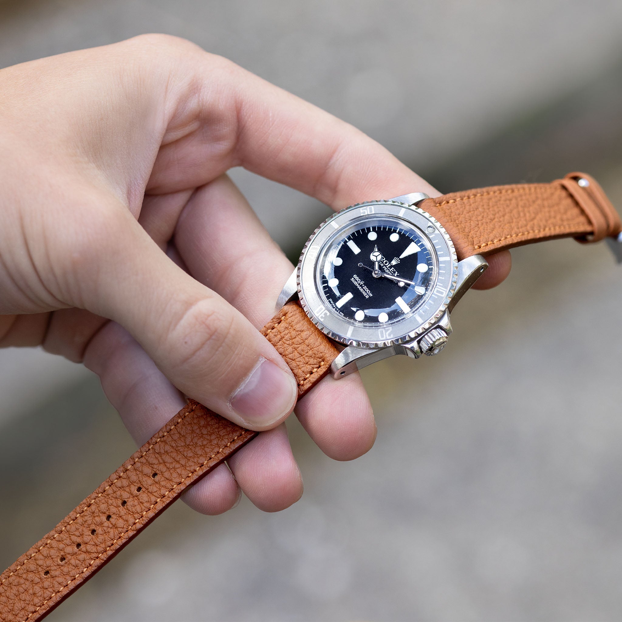 Grana Cognac Brown Tonal Leather Watch Strap
