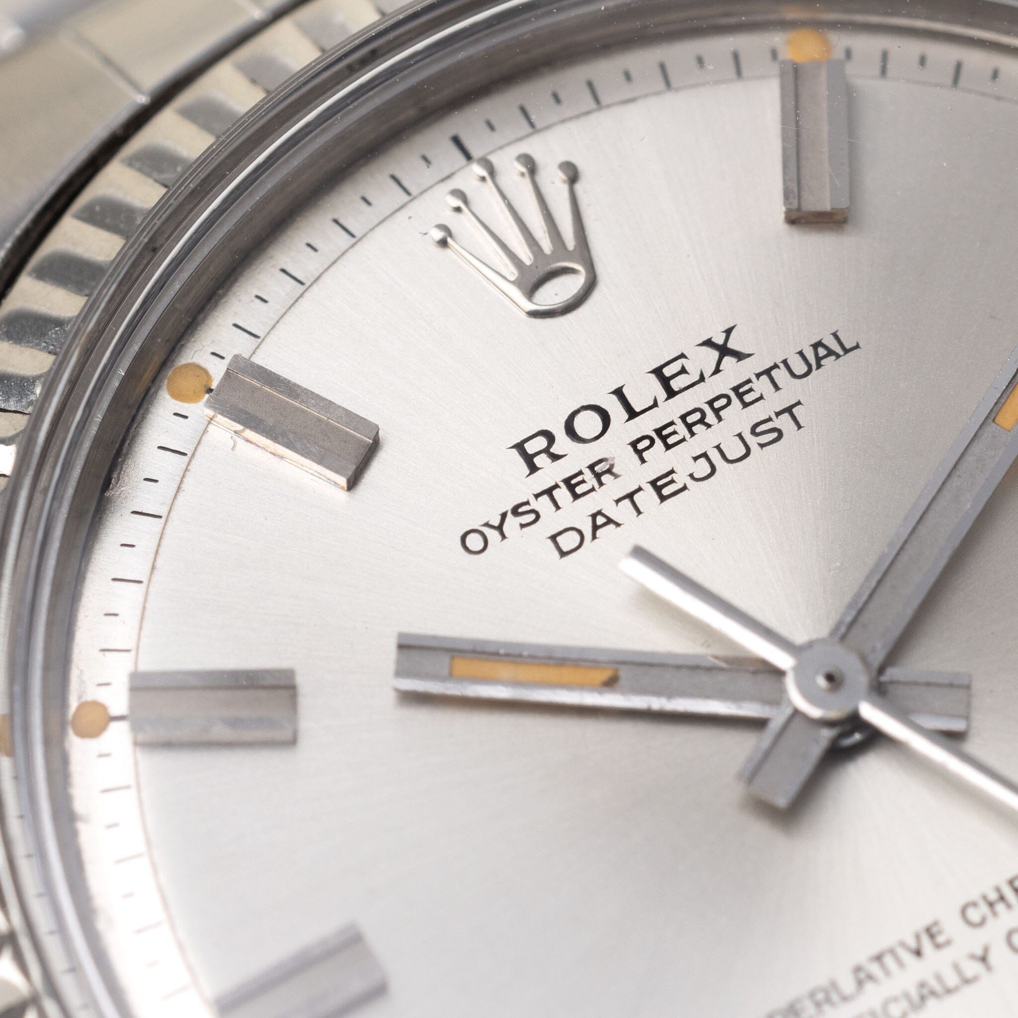 Rolex Datejust Wide Boy Dial ref 1601 dial detail