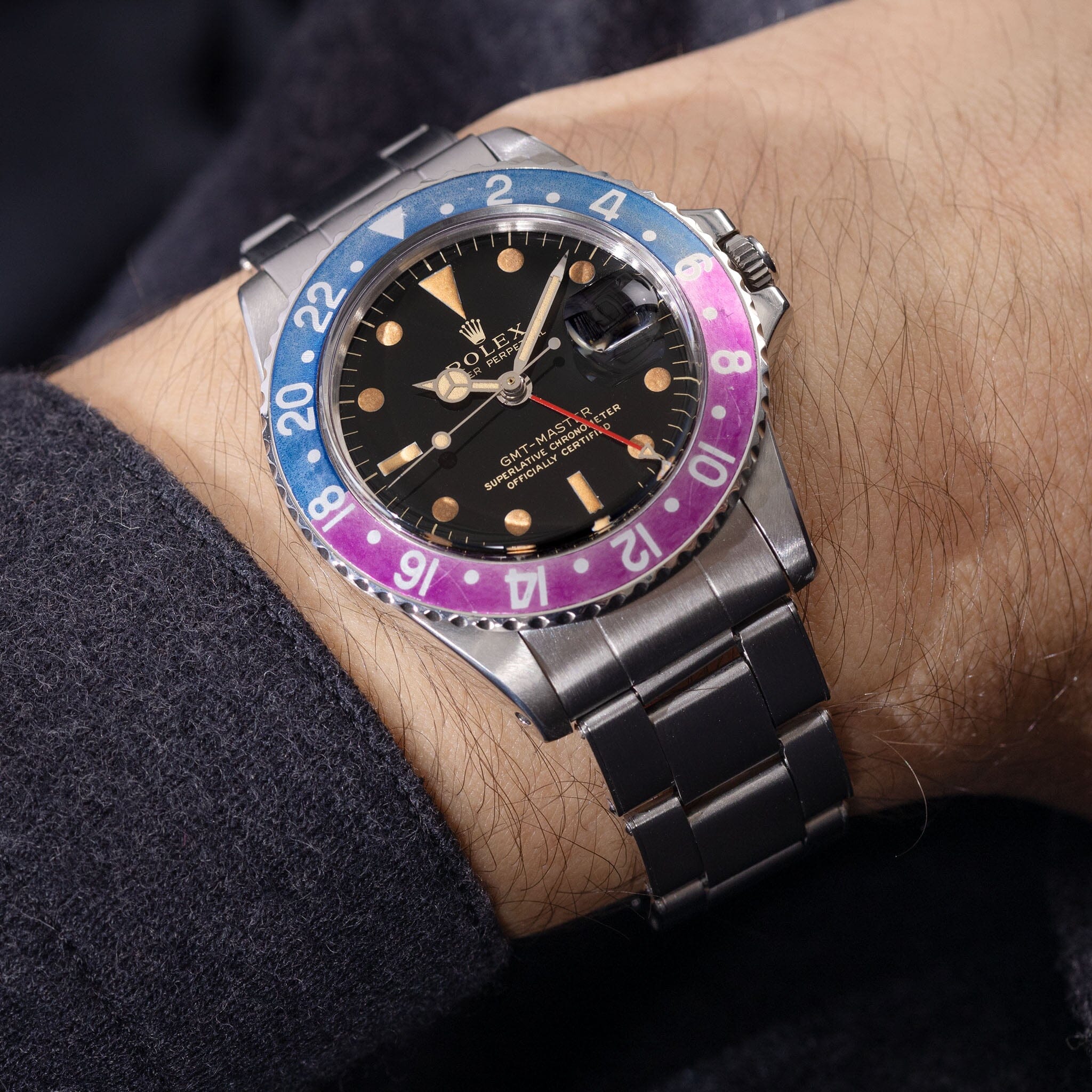 Rolex GMT-Master Gilt Dial Fuchsia Insert Ref 1675