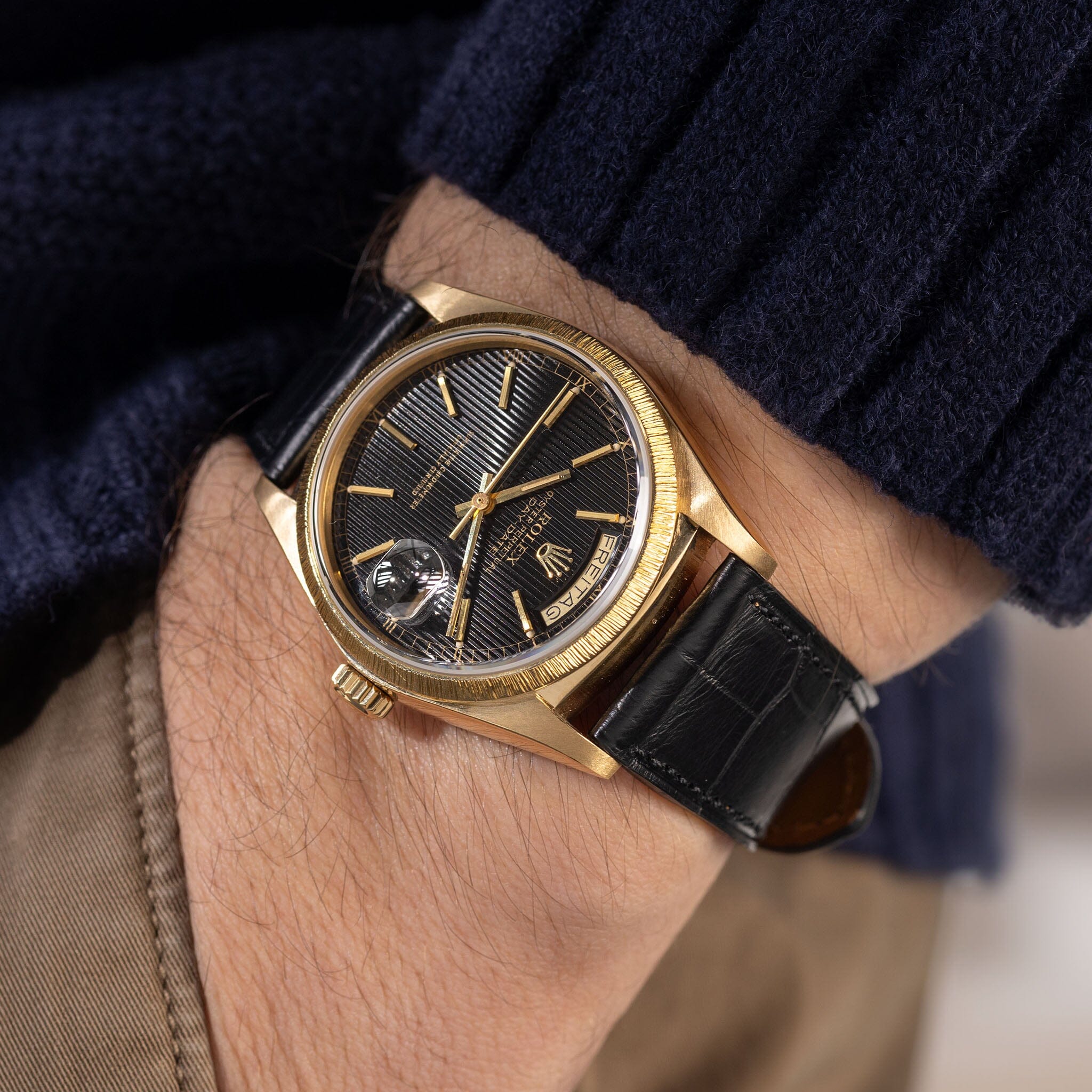 Rolex Day-Date Black Tapestry Dial Ref 18078