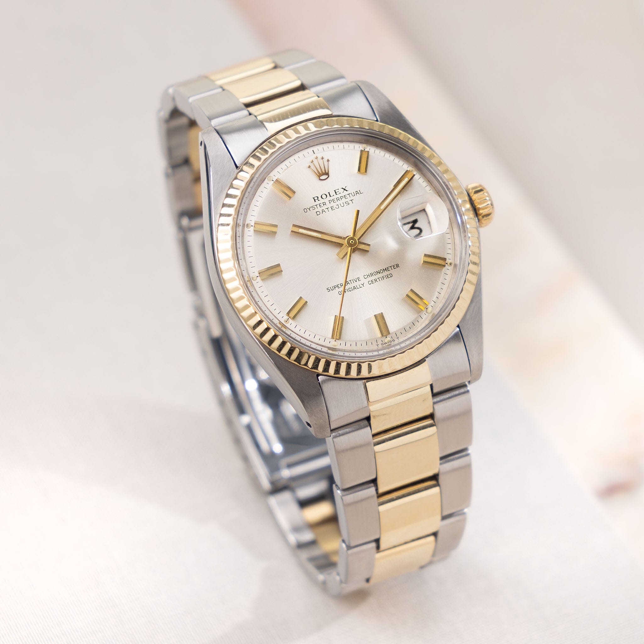 Rolex Datejust Steel and Yellow Gold Silver Wide Boy Dial Ref 1601