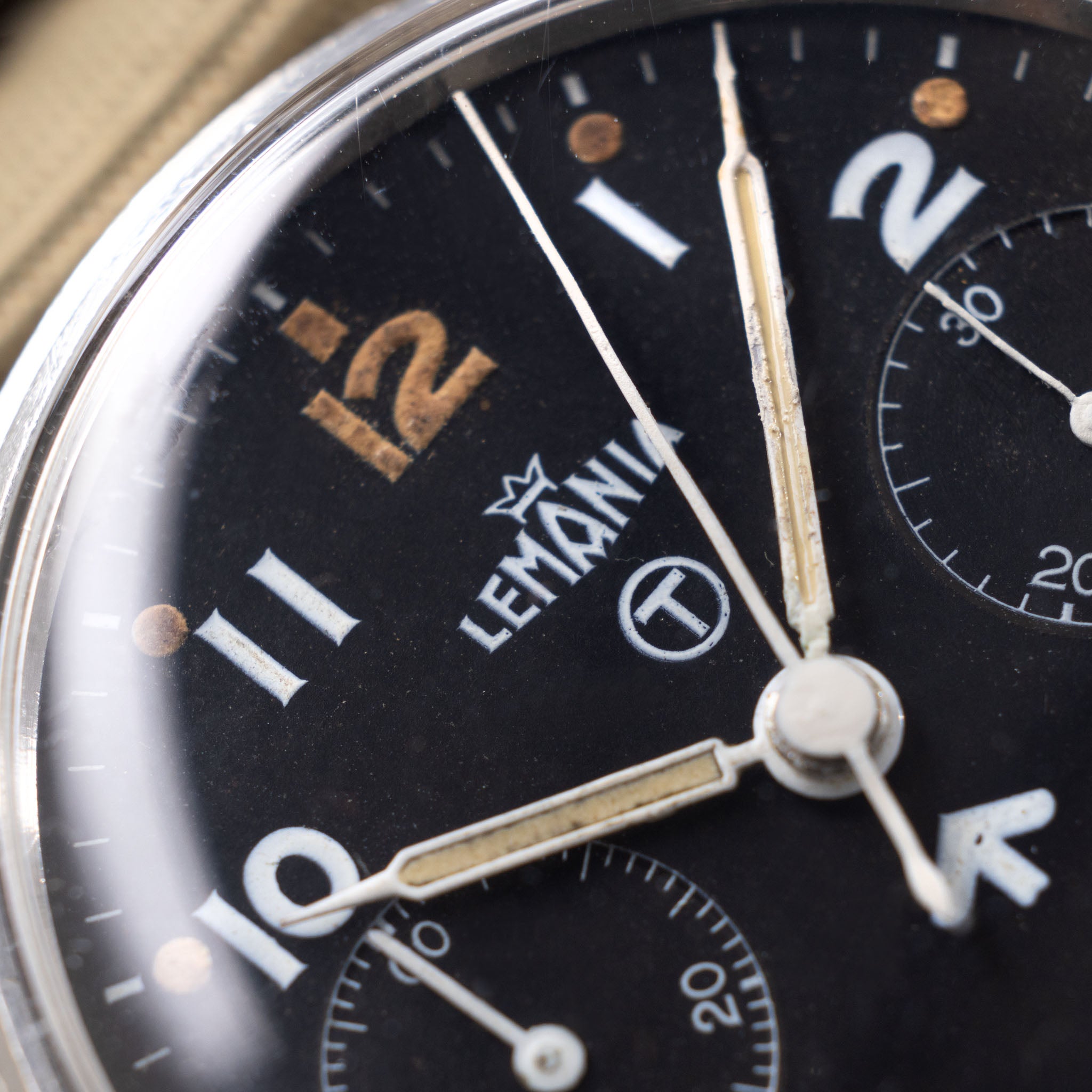 Lemania Military Mono Pusher Chronograph Black Dial Second Series for British Armed Forces