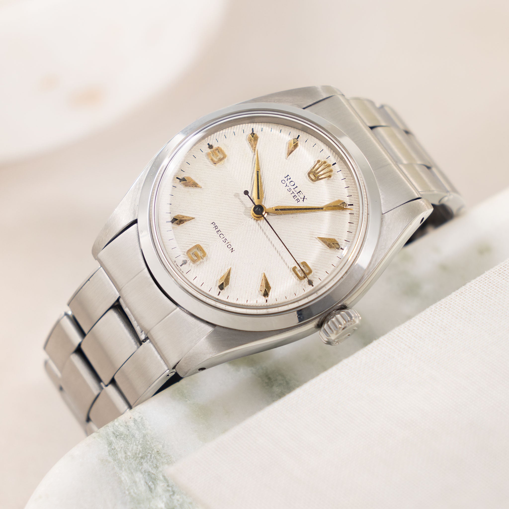 Rolex Oyster Precision Silver Chevron Dial Ref. 6422