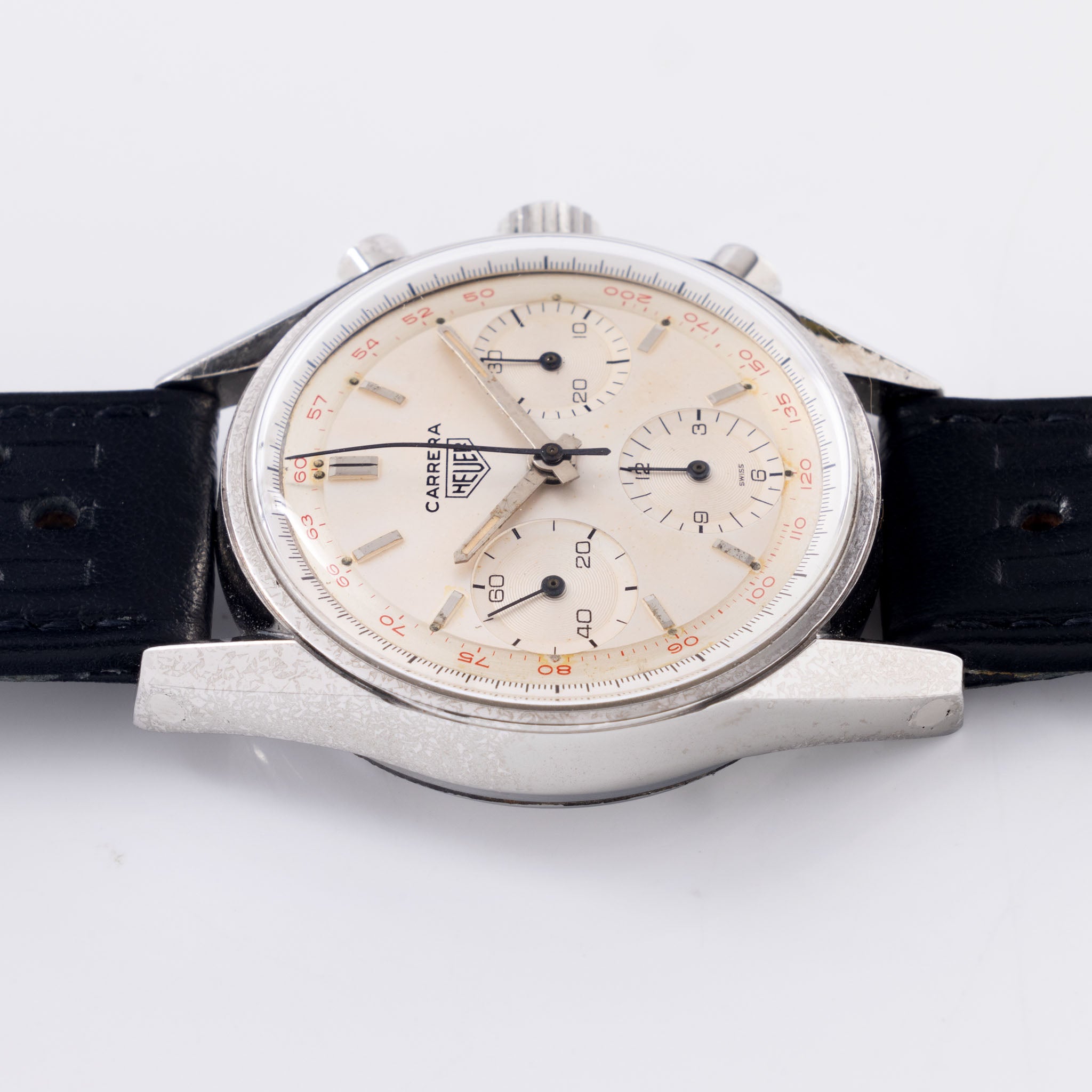 Heuer Carrera 12 Silver Dial "Red Tachy" Ref. 2447