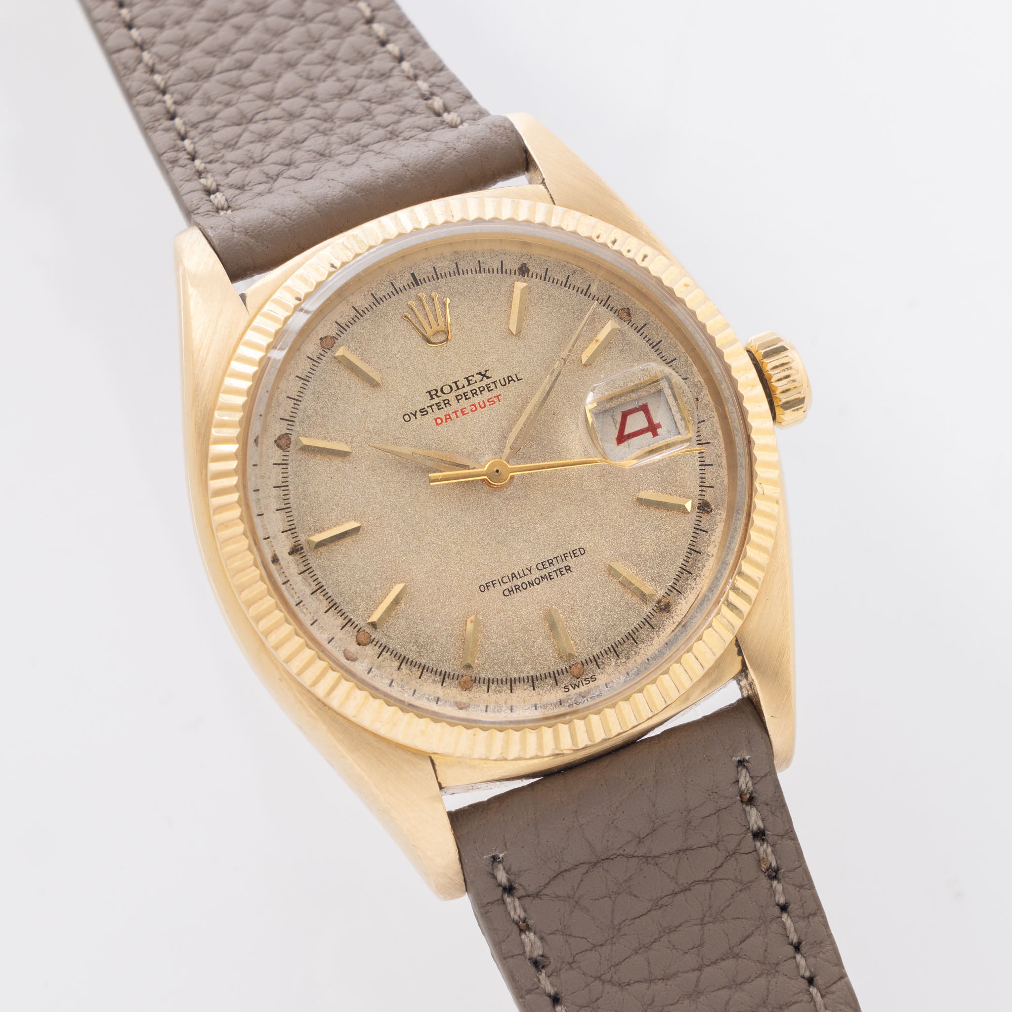 Rolex Datejust Ref. 6305 Ovettone with "Swiss Only" Red Writing Dial and Roulette Date
