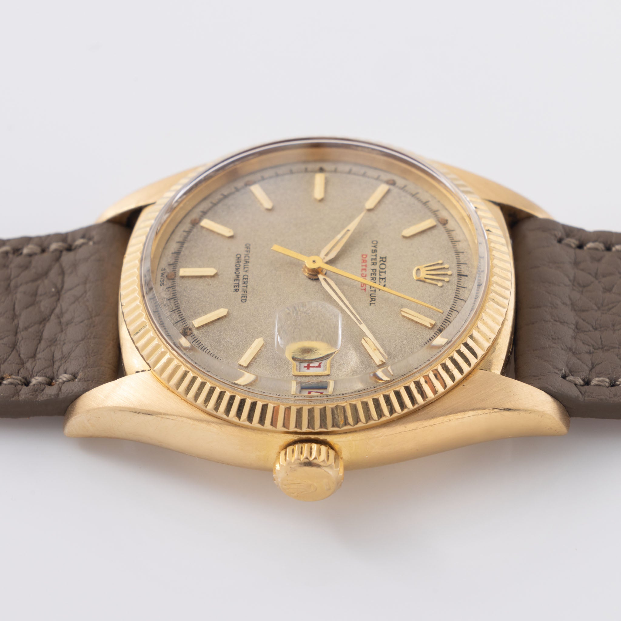 Rolex Datejust Ref. 6305 Ovettone with "Swiss Only" Red Writing Dial and Roulette Date