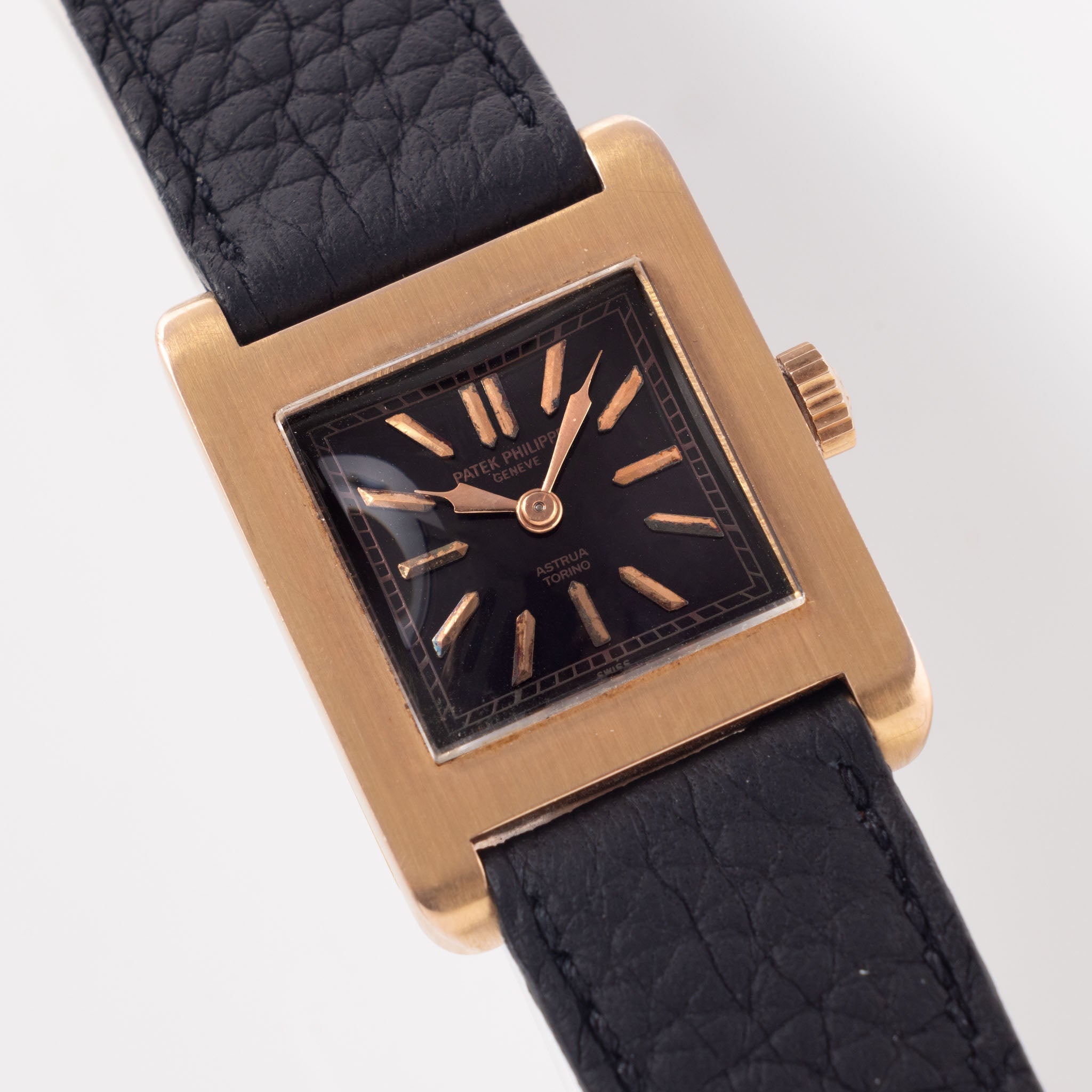 Patek Philippe ref. 439 Double Signed Astrua Torino Black Dial in 18k Rose Gold