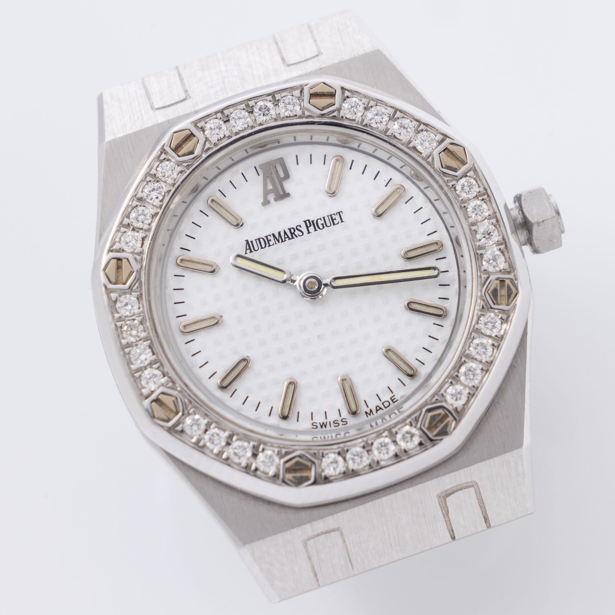 Audemars Piguet Royal Oak Revers Pin Watch in 18K White Gold Box and Certificate of Origin Set "Jewelry Collection"