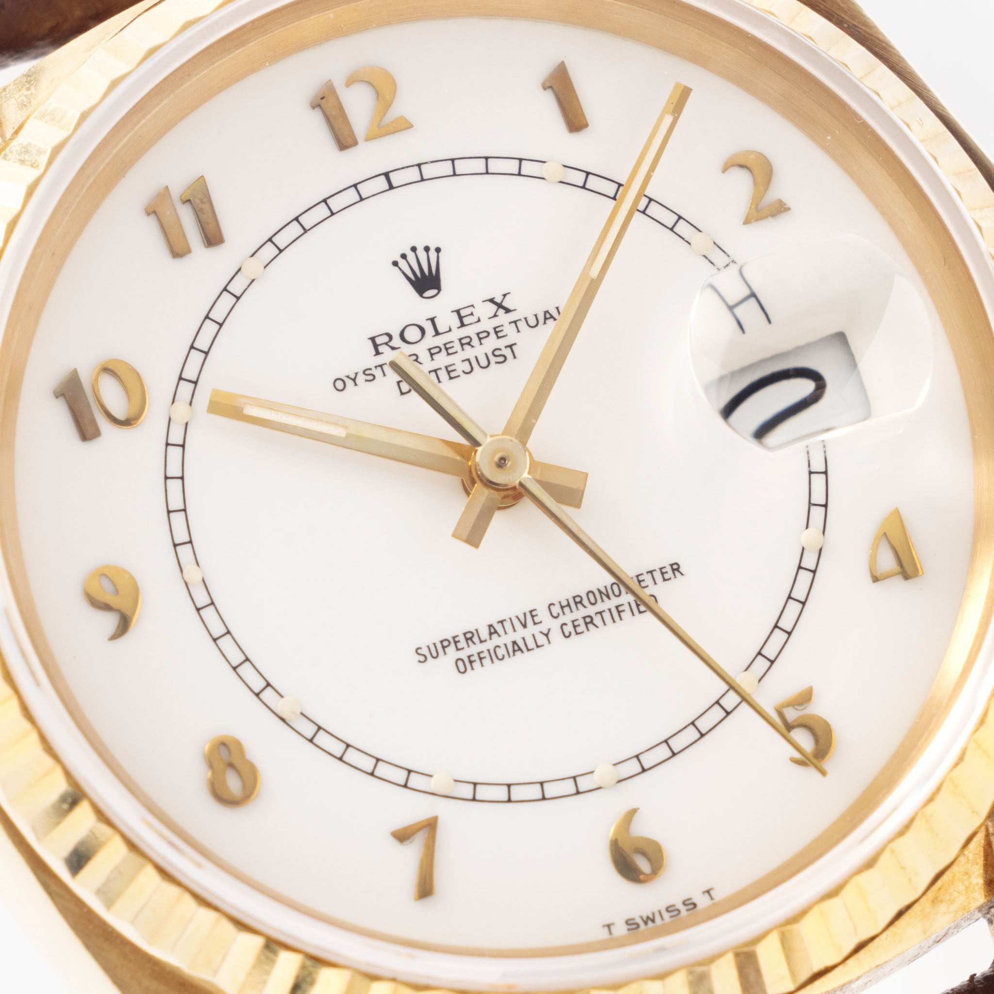 Rolex Datejust White Boiler Gauge Dial in 18K Yellow Gold Ref. 16018