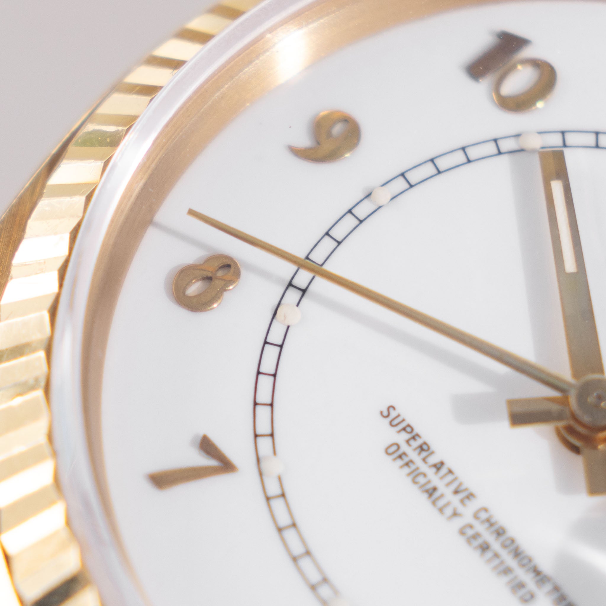 Rolex Datejust White Boiler Gauge Dial in 18K Yellow Gold Ref. 16018